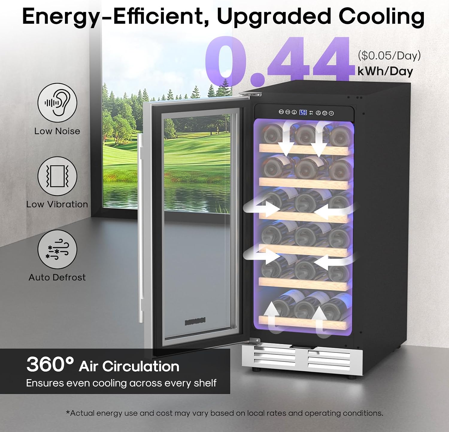 Thumbnail 3 de ICEPURE 15-Inch Wine Cooler, 28-Bottle Capacity, Single Zone, Glass Door