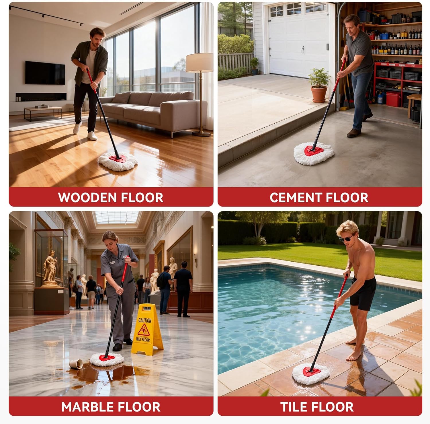 Detalle de 4-Pack Microfiber Mop Head Replacements for O-Ceda Easywring Single-Bucket System