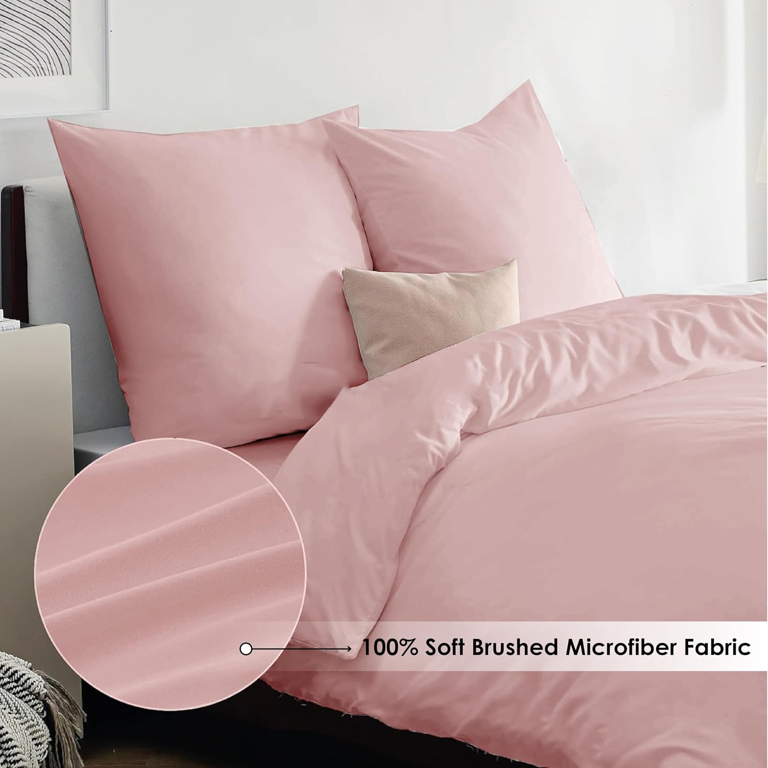 Thumbnail 4 de REHAN & CO Single Duvet Cover Set in Blush (soft brushed microfiber) with pillowcases