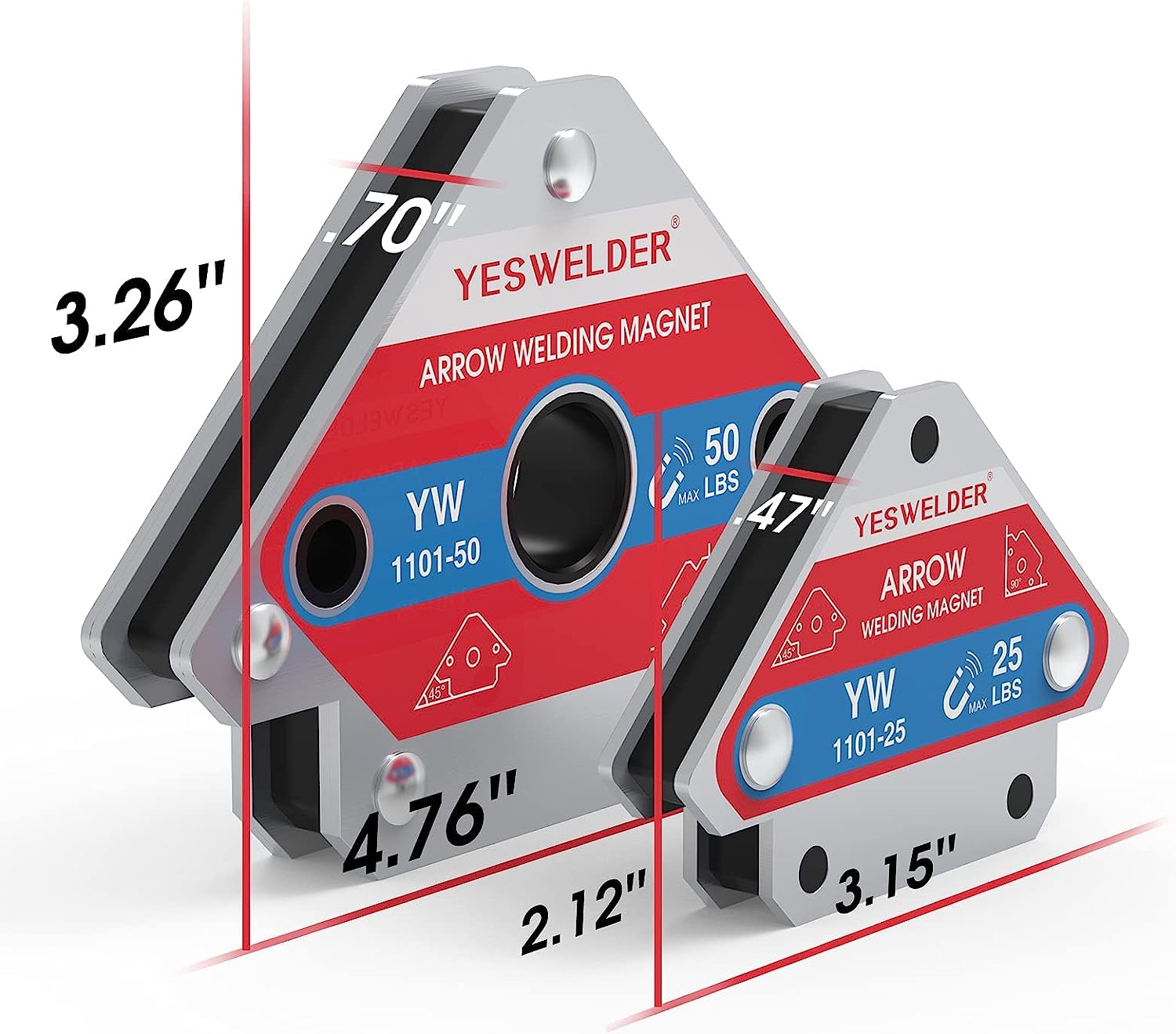 Thumbnail 4 de YESWELDER set magneti per saldatura 4 pezzi (25LB e 50LB) con supporto multi-angolo