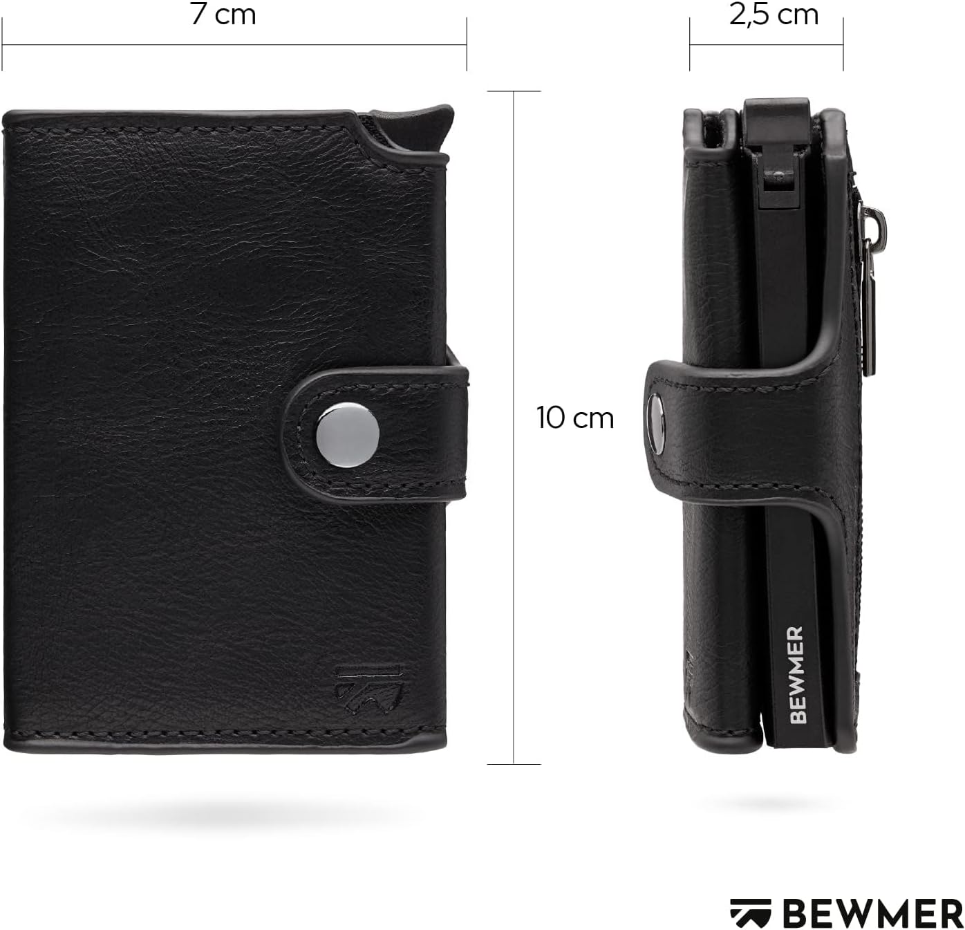 Detalle de BEWMER v2 Shielded Slim Wallet mit Münzfach – RFID-Schutz, Platz für 9 Karten