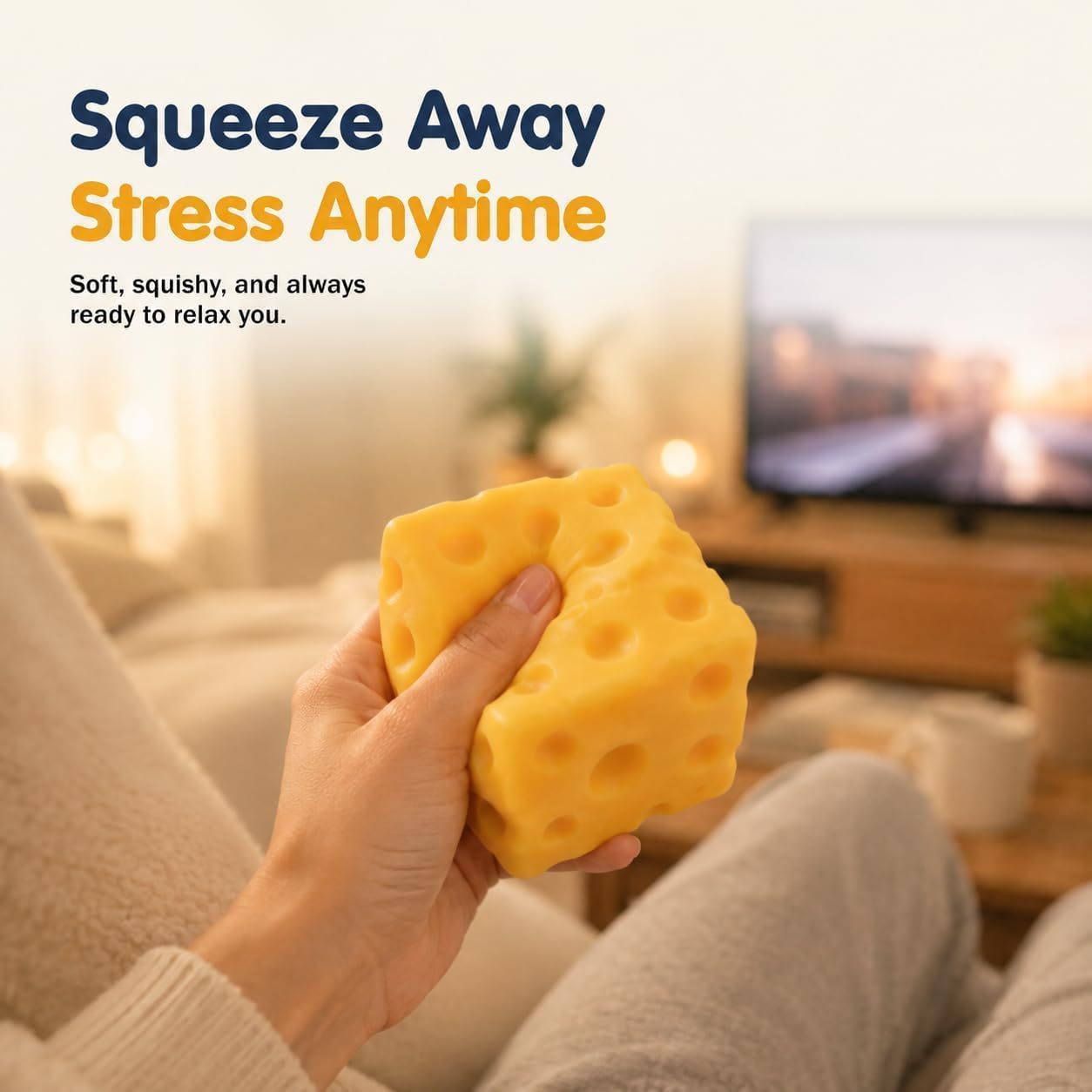 Detalle de Cheese Squishy Slow Rising – 2pcs Squeeze Yellow Cheese Block Stress Relievers
