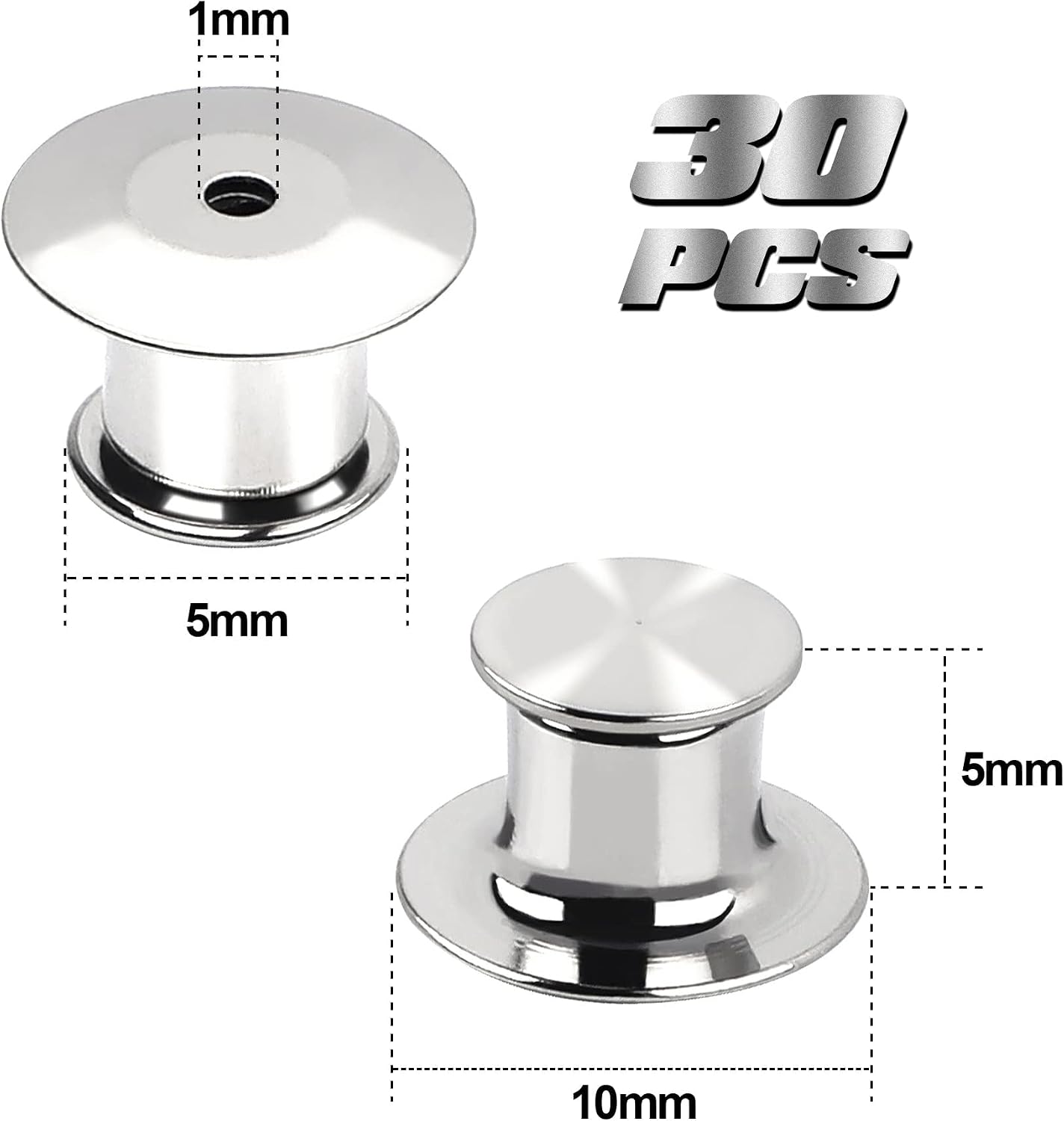 Detalle 2 de DECYOOL 657 Locking Pin Backs, Nickel-Plated Copper, 30-Pack