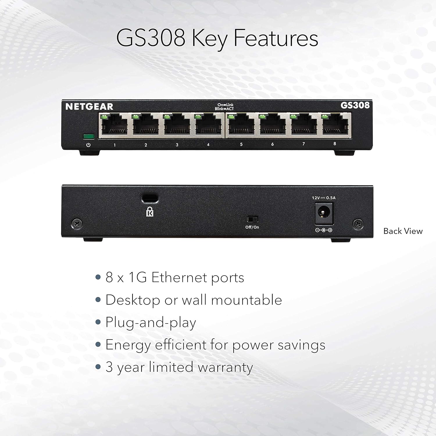 Thumbnail 4 de NETGEAR GS308 8‑port Gigabit switch