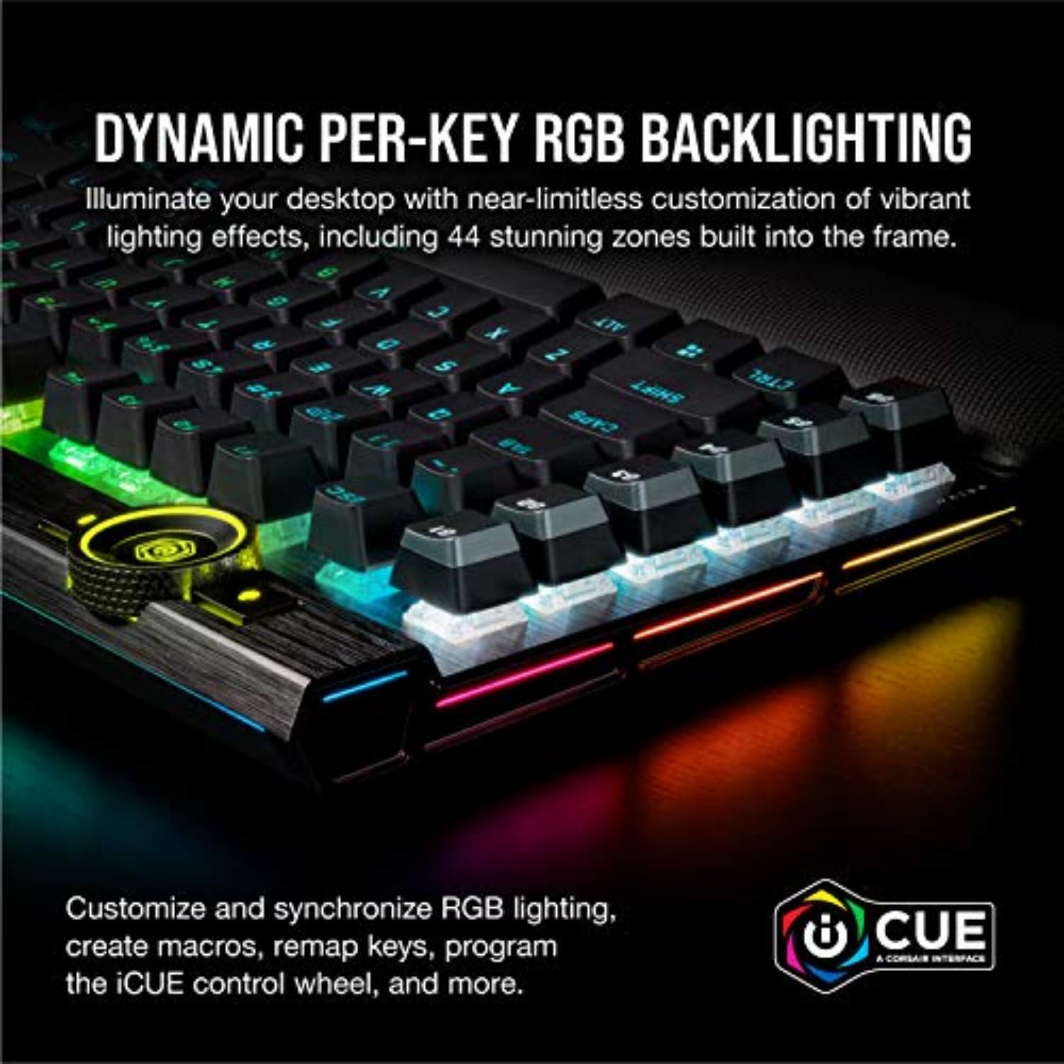 Thumbnail 4 de Corsair K100 RGB Mechanical Gaming Keyboard (Cherry MX Speed RGB Silver) — PBT Double-Shot, iCUE Compatible, NA QWERTY, Black