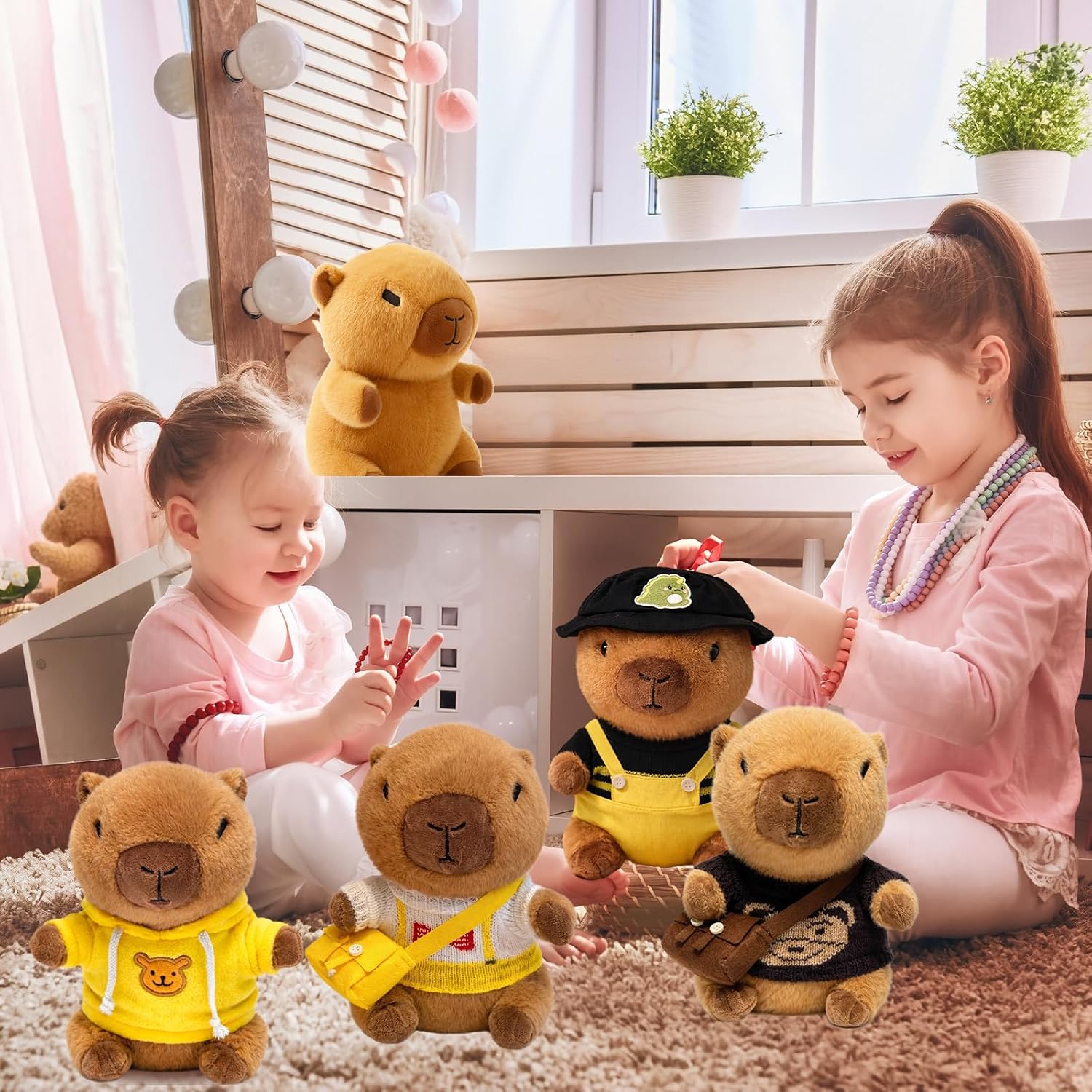 Thumbnail 5 de TITQWOP 10.2 Inch Capybara Plush Toy with 9 Clothing Items – Super Soft Stuffed Animal for Kids