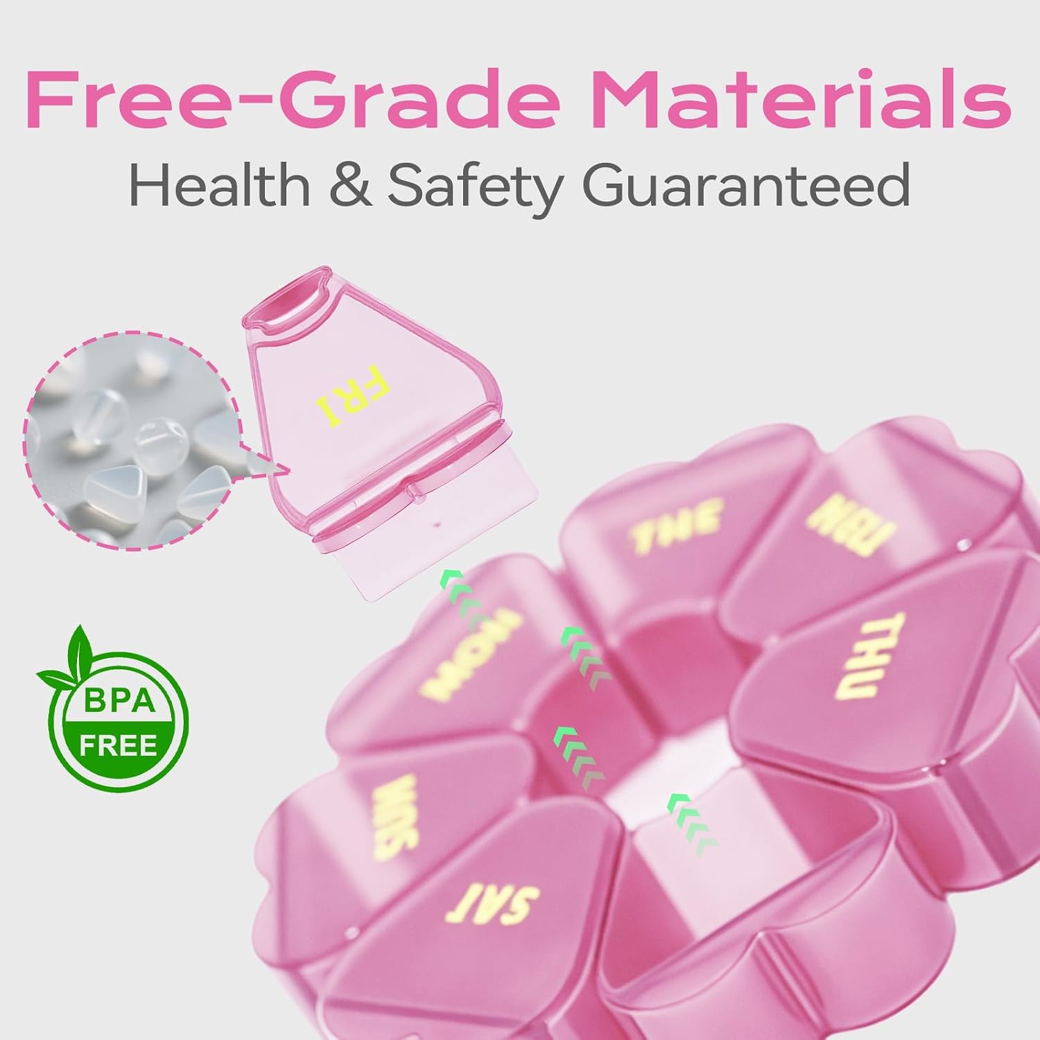 Detalle de SHIJOINYU SJPO-01 Weekly Pill Organizer, Pink 7-Compartment Travel Case