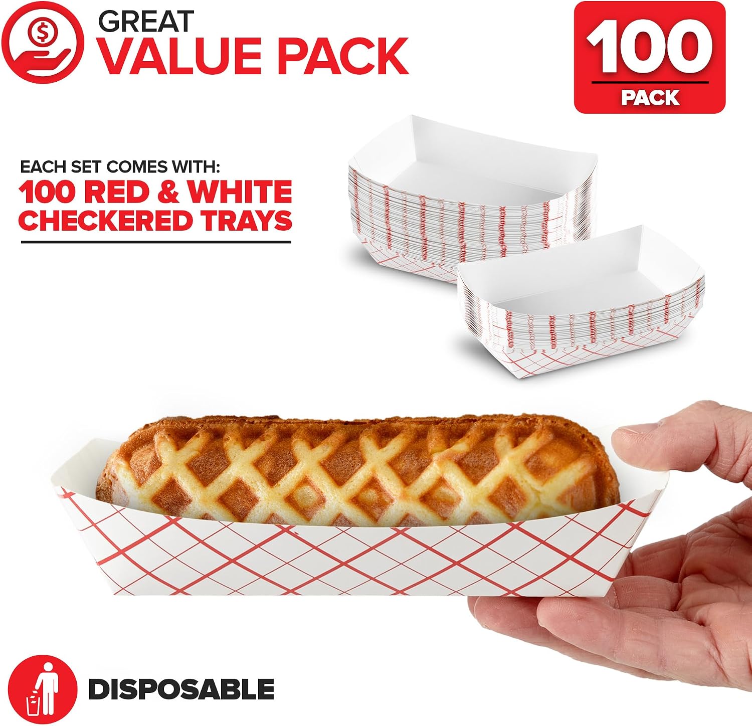 Detalle 2 de Stock Your Home Medium Paper Food Boats 100 Pack