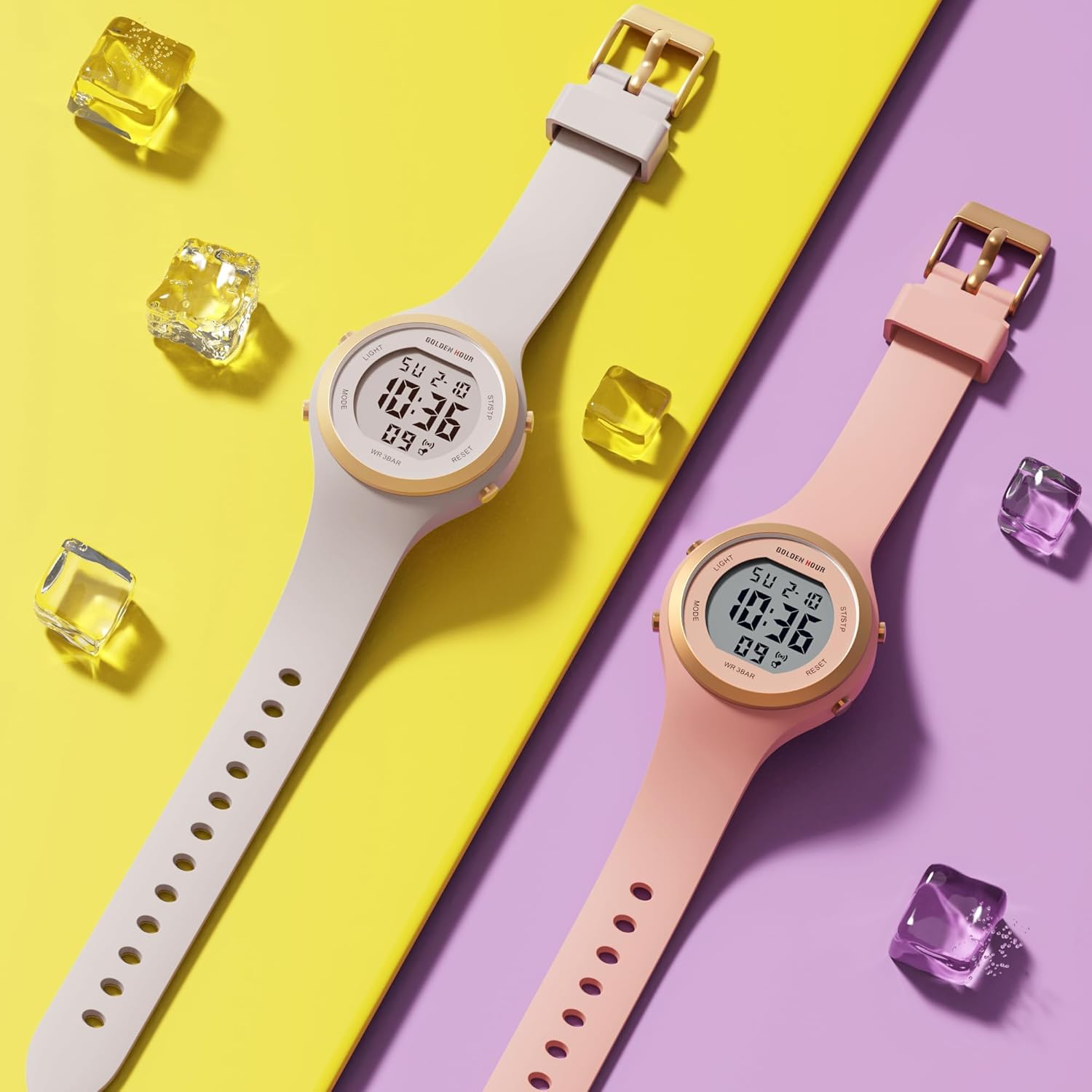 Thumbnail 6 de Golden Hour orologio digitale da donna cronografo sportivo impermeabile 5 ATM con cinturino in silicone