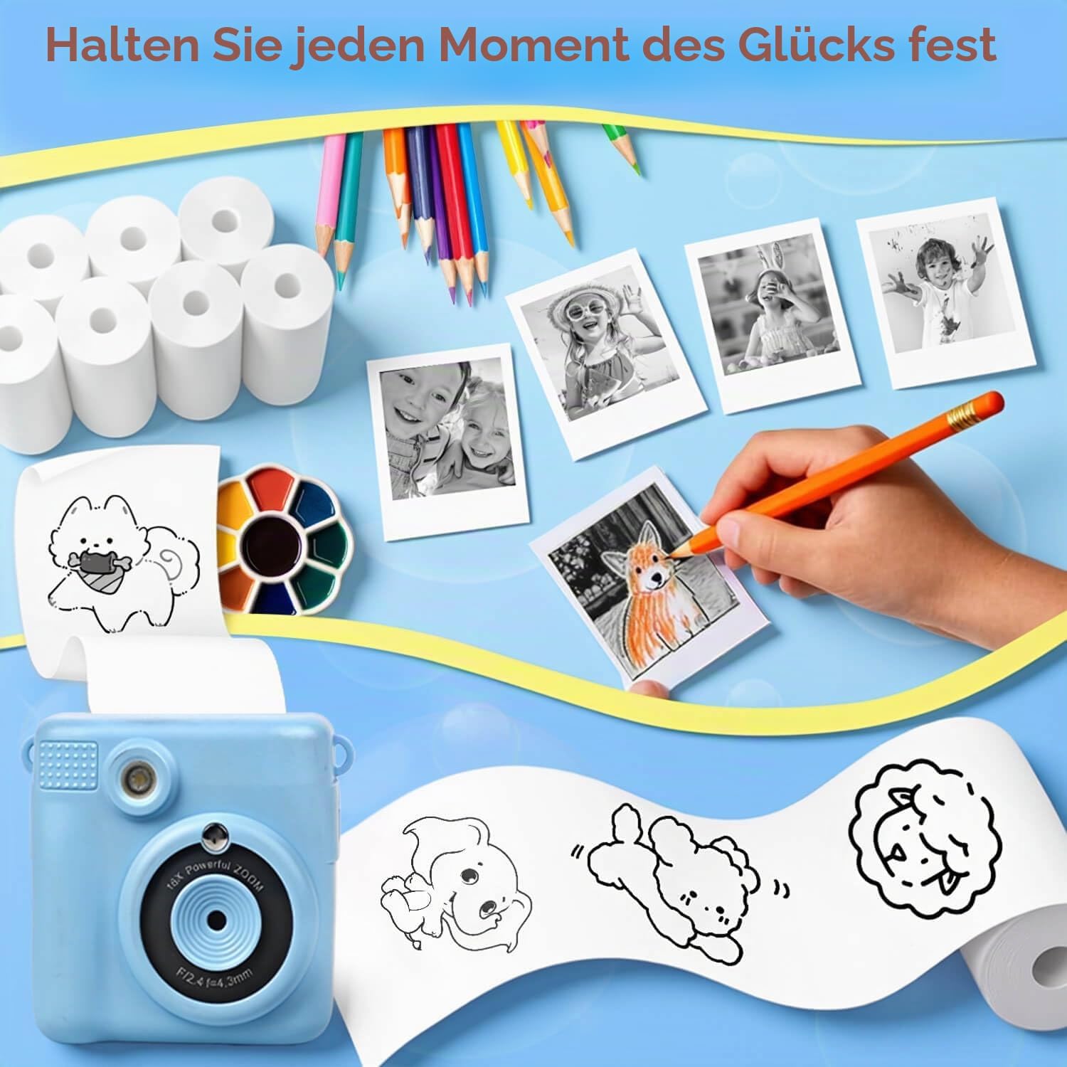 Detalle de QUASON 18 Rollen Kinderkamera-Papierrolle – BPA-freies Thermodruckpapier für Kinderfotografie