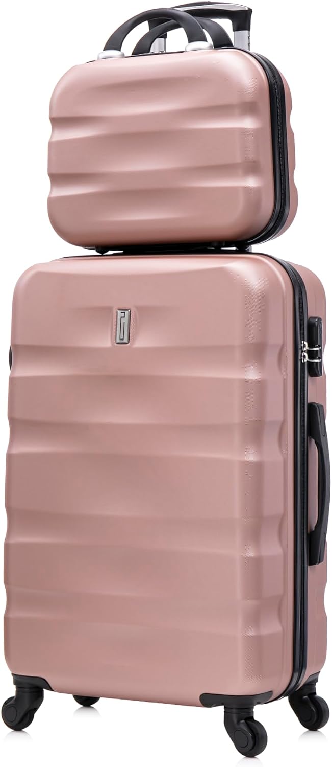 Detalle de CELIMS Set Valigie | Valigia media 20 kg rigida Oro Rosa + Beauty Case 35 cm inclusa