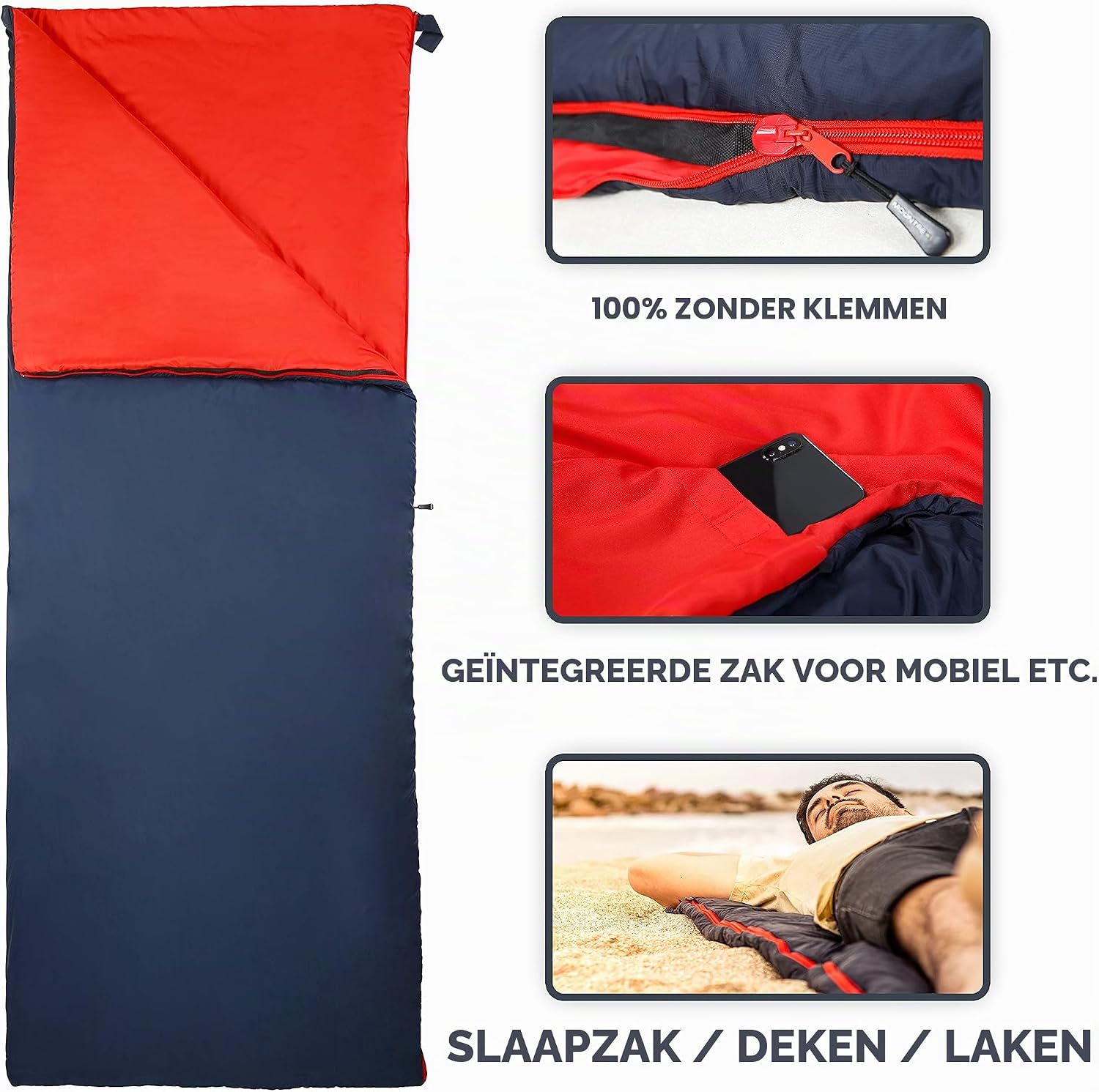 Detalle 1 de MOUNTREX zomerslaapzak, 730 g, 200 x 75 cm en koppelbaar