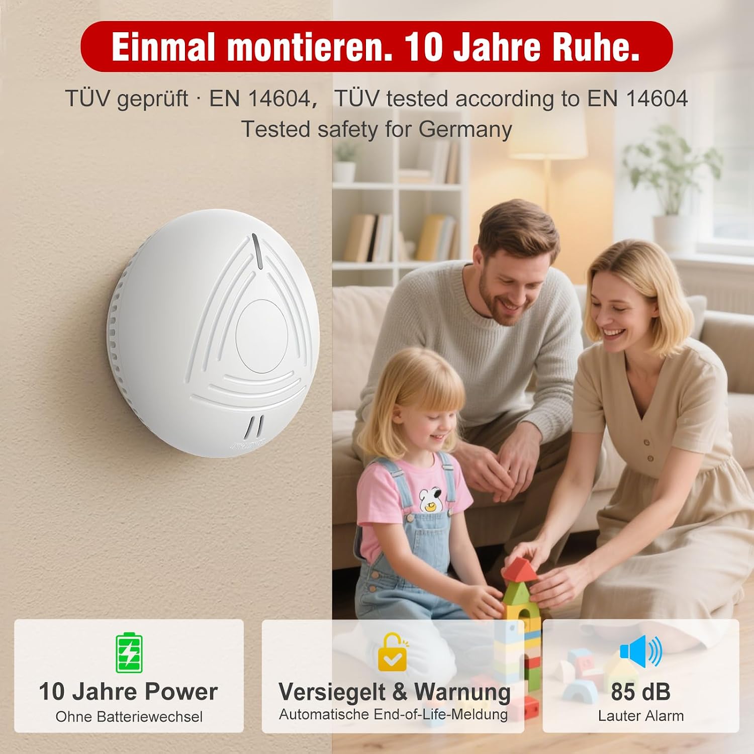 Detalle 2 de DAYTECH Rauchmelder 10 Jahre Batterie – 4er Set