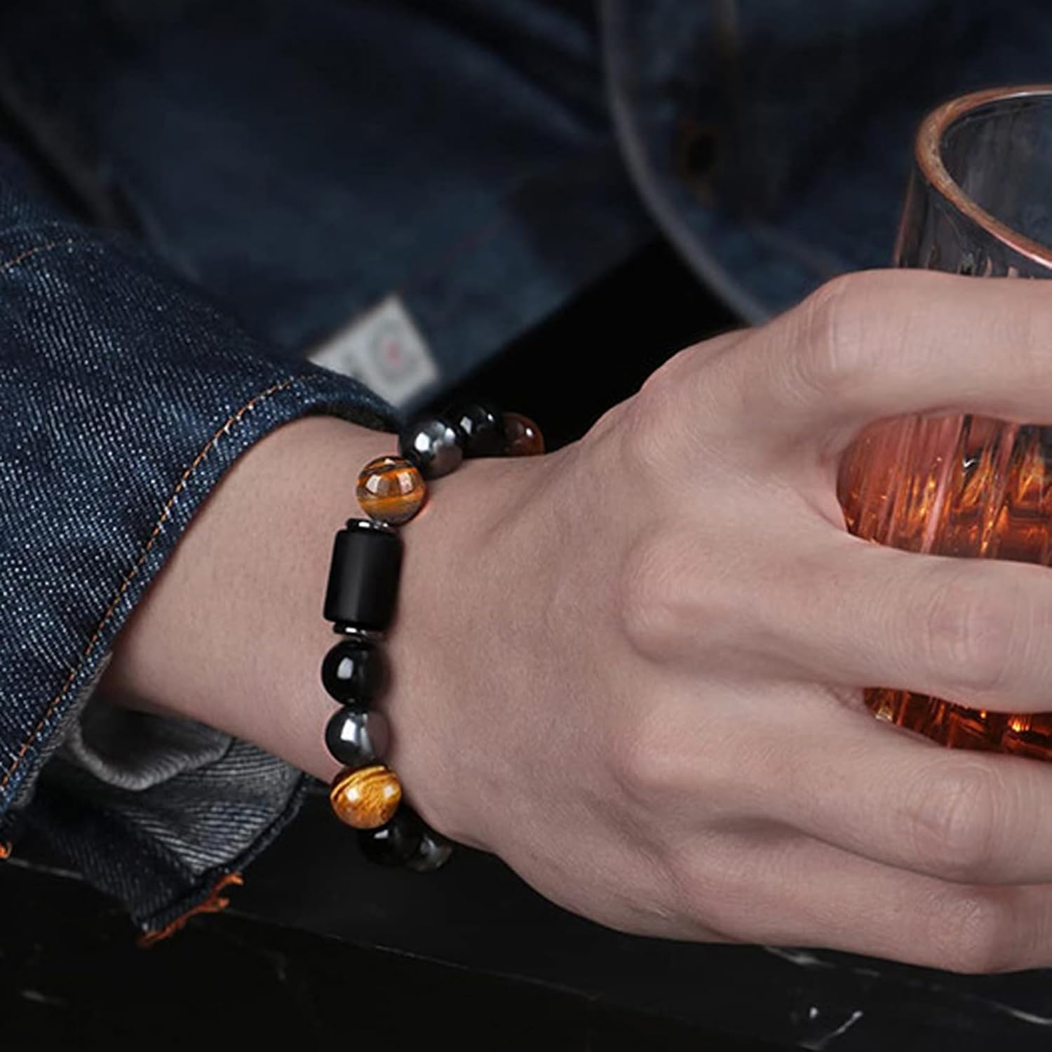 Thumbnail 2 de Sternzeichen-Schmuck-Set für Herren von Caimeytie: Halskette aus Edelstahl + Armband mit Perlen