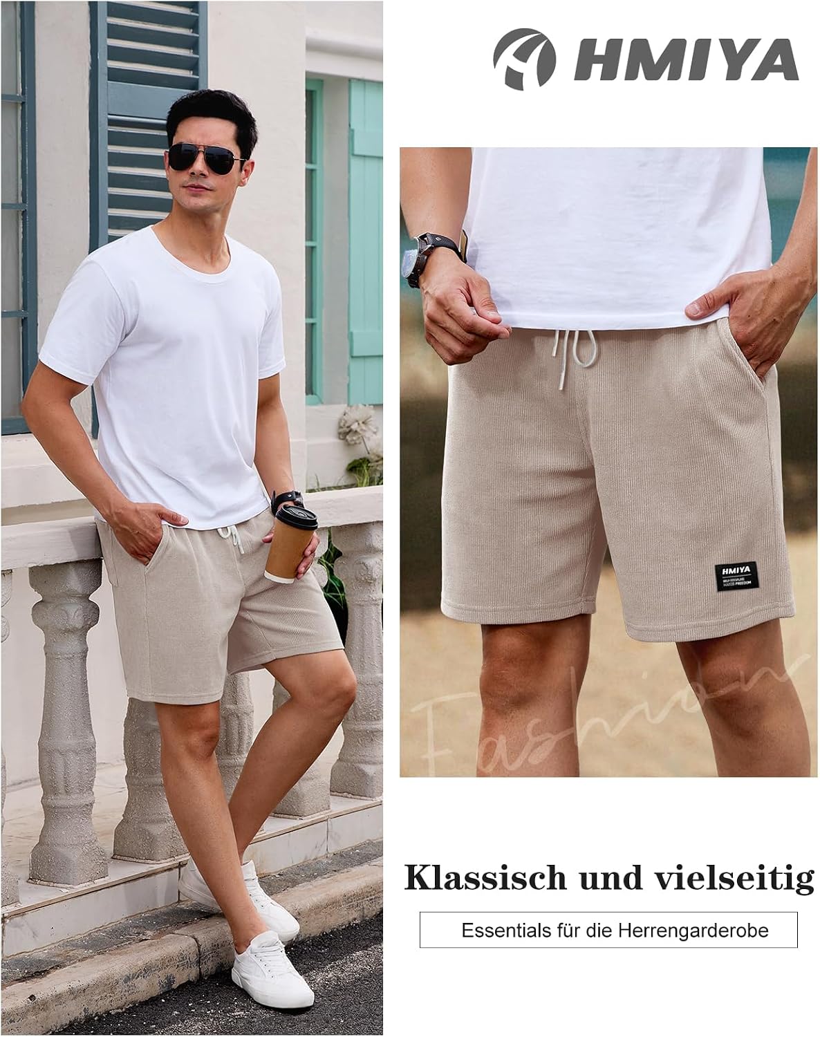 Thumbnail 4 de HMIYA Corduroy Shorts Herren – Bequeme Sommer-Shorts mit elastischer Taille und praktischen Taschen