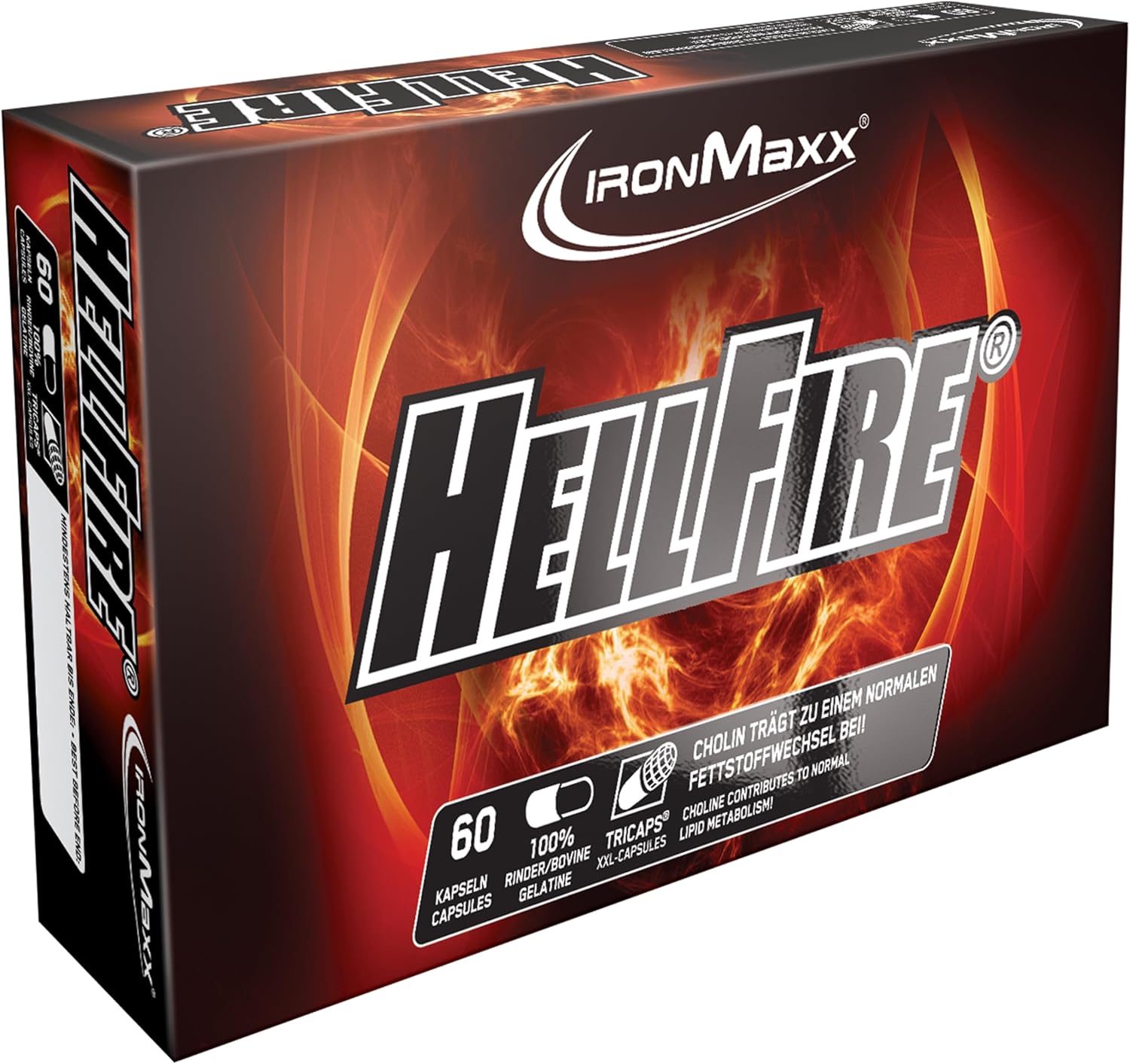 Thumbnail 6 de IronMaxx Hellfire – Hochdosiertes Nahrungsergänzungsmittel mit Pflanzenextrakten, Koffein, Niacin und Cholin – 150 Kapseln