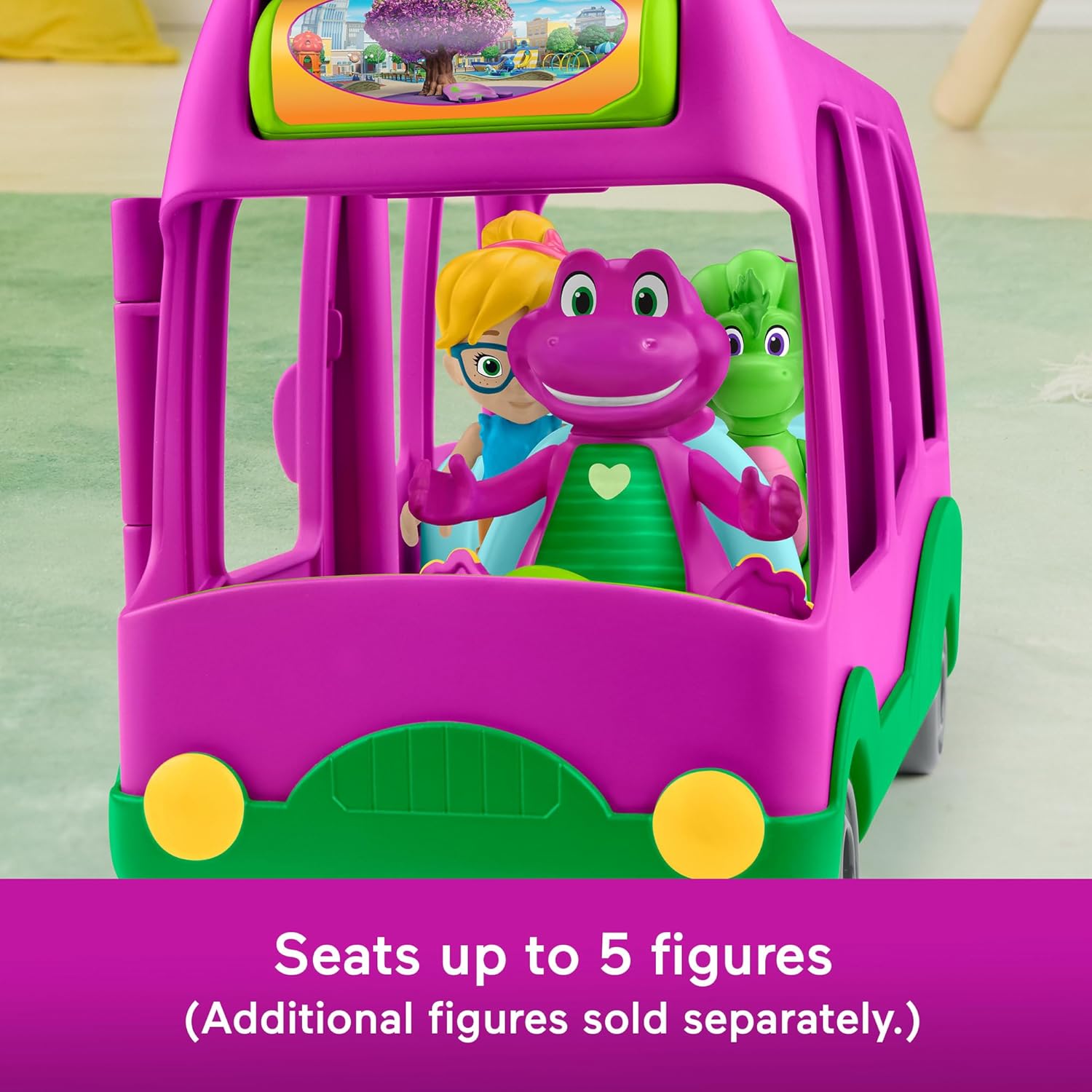 Thumbnail 4 de Fisher-Price Véhicule à Pousser Bus Aventure Le Monde de Barney avec Figurine Barney (HYG95)