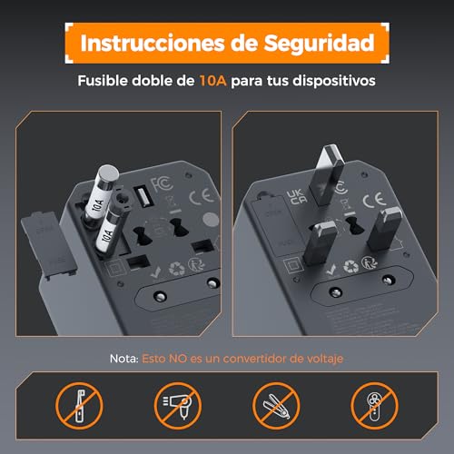 Thumbnail 4 de TESSAN Adaptador Enchufe Universal de Viaje 65W GaN con 5 USB