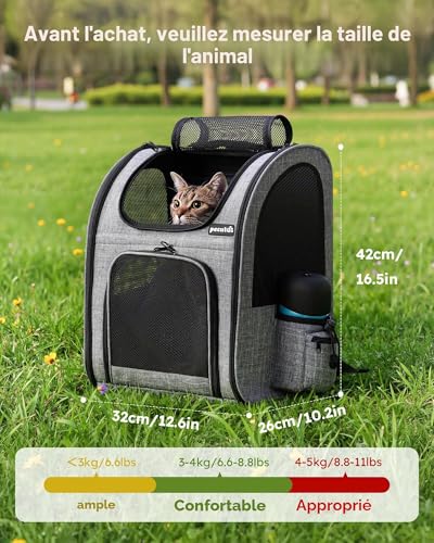 Thumbnail 1 de Percise Sac à Dos Chat/Chien Respirant Gris – Confort et ventilation pour petits animaux