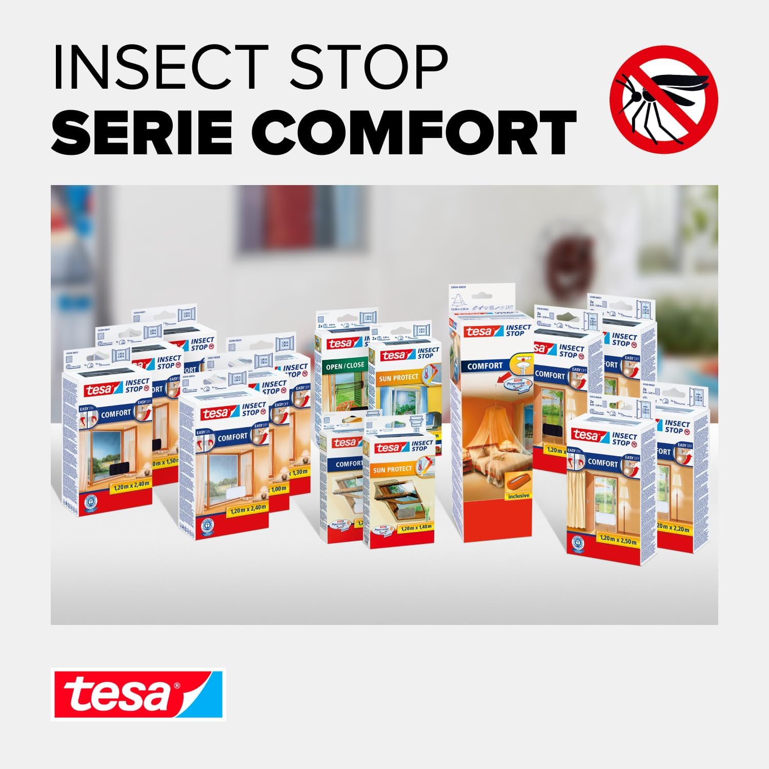 Thumbnail 6 de tesa Insect Stop Hook & Loop Comfort zanzariera per finestre con nastro a strappo rimovibile 170 x 180 cm, bianco