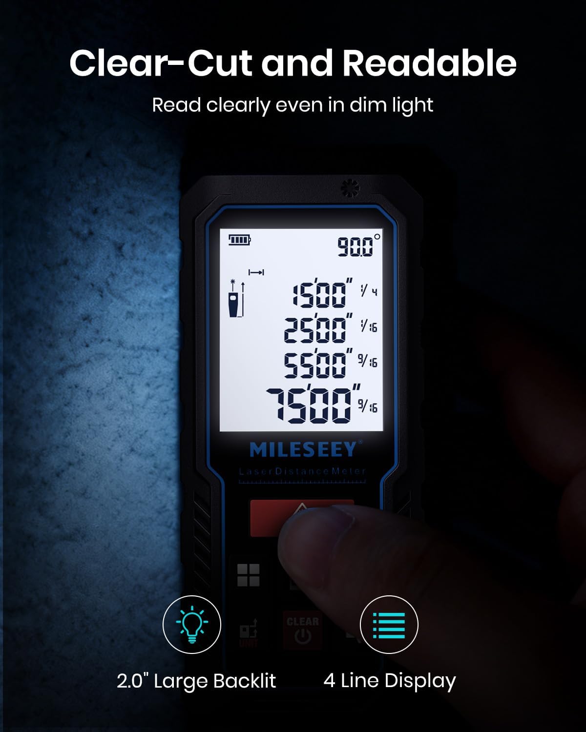Thumbnail 6 de MiLESEEY 120M Laser Measure Device – 229ft Digital Laser Tape with Angle Sensor
