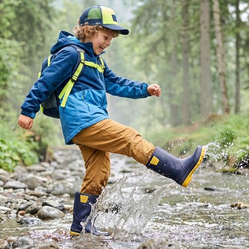 Detalle de DREAM PAIRS Boys Non-Slip Wellies in Navy/Yellow (3 Big Kid)