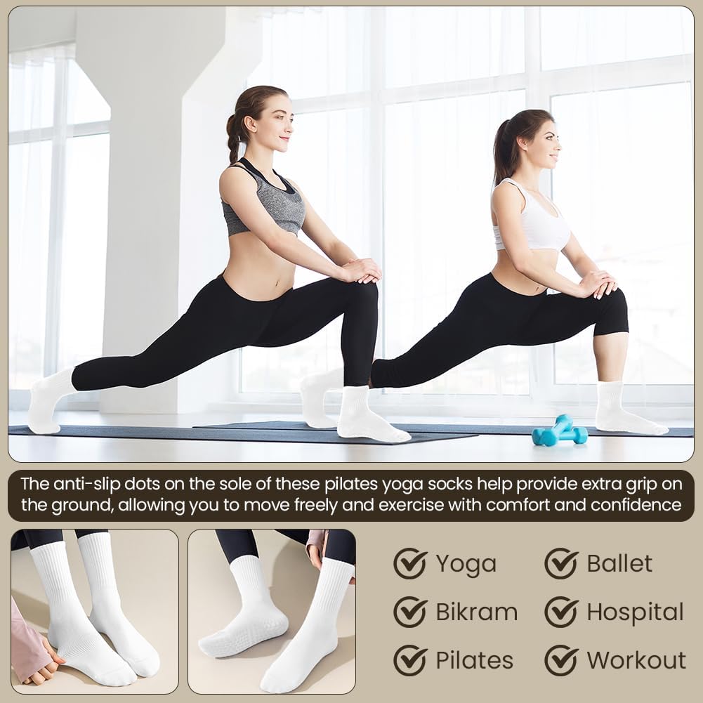 Thumbnail 3 de AOOWU Chaussettes Yoga Femme antidérapantes (4 paires) coton et base silicone, taille 35-42