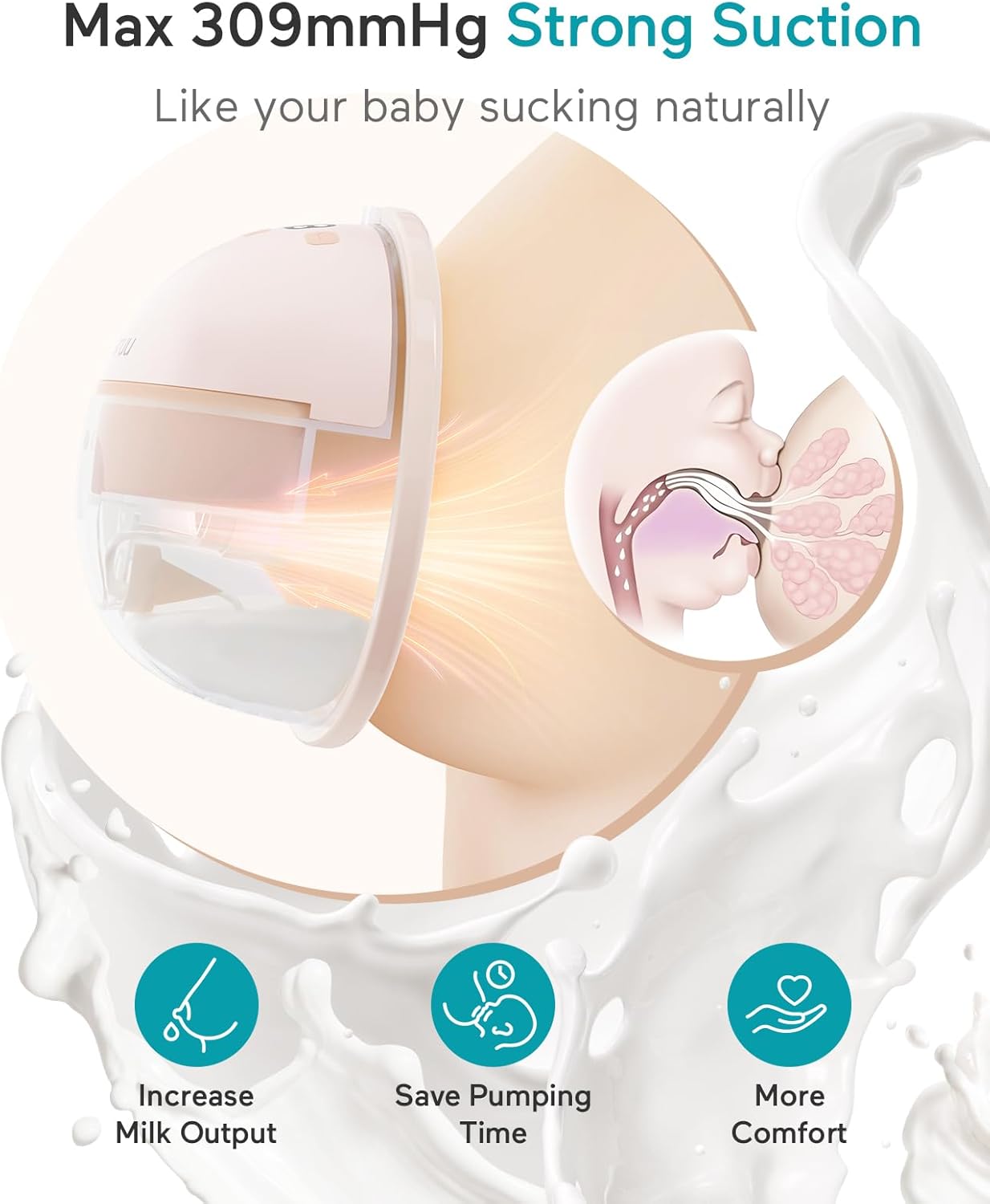 Detalle 2 de Paruu Hands Free Breast Pump P16 (Wearable Electric Portable) with 4 Modes & 12 Levels, 2-Pack