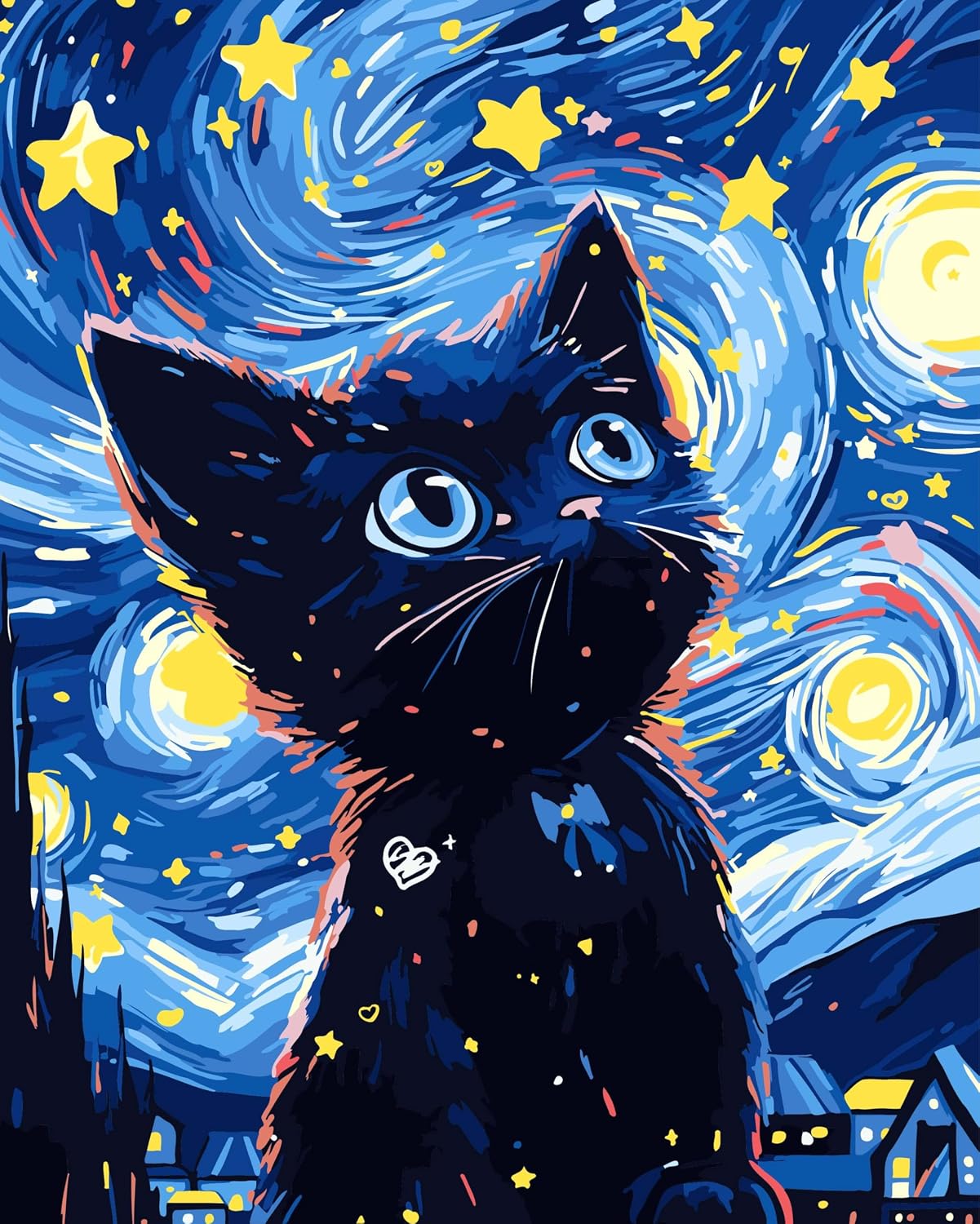 Detalle de jieyisier Malen nach Zahlen Erwachsene Katze (40 x 50 cm) – DIY Ölgemälde auf Leinwand ohne Rahmen