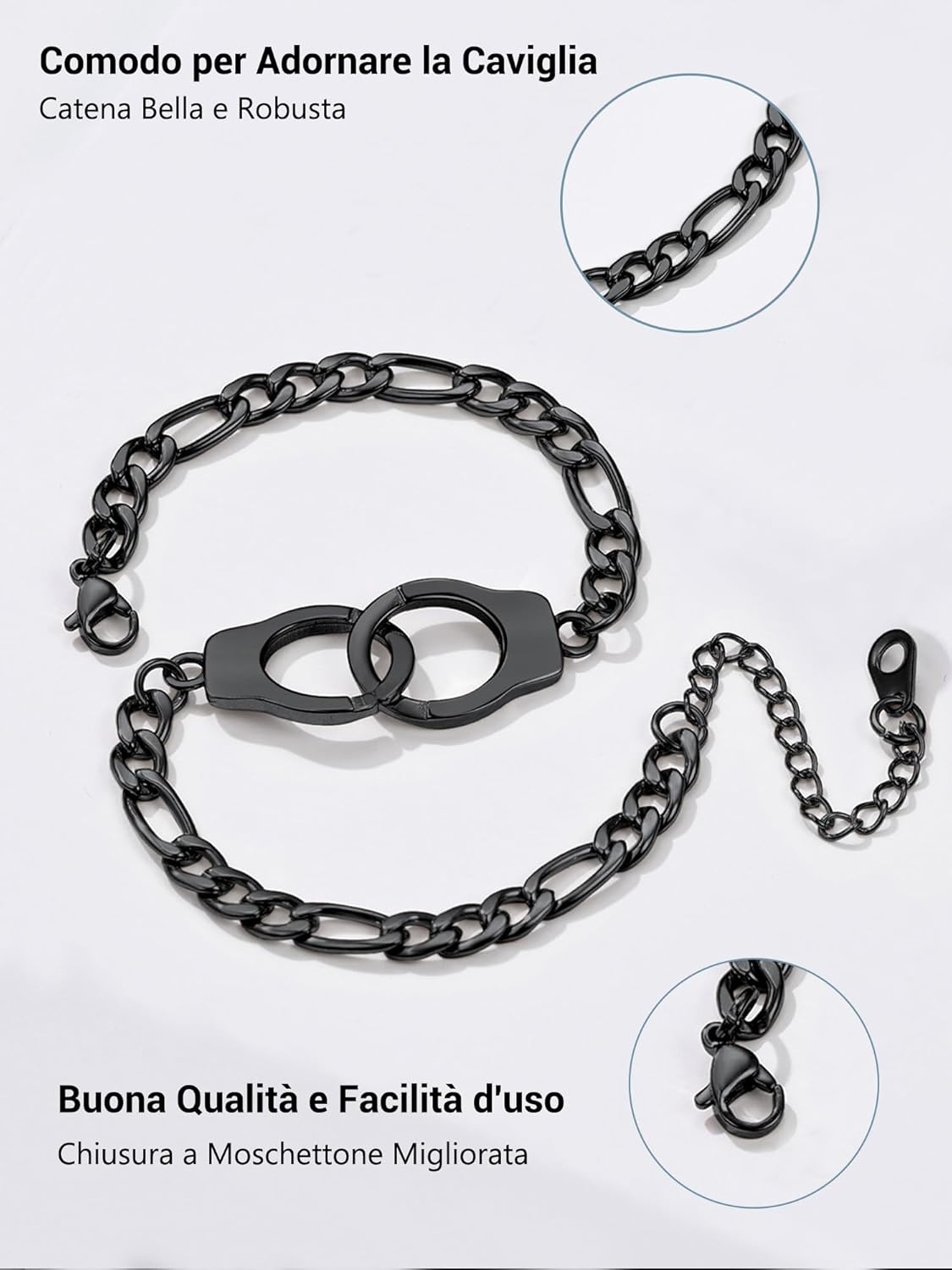 Thumbnail 3 de PROSTEEL Cavigliera a catena regolabile in acciaio inox (22+5 cm) tricolore, set impilabili per donna e uomo