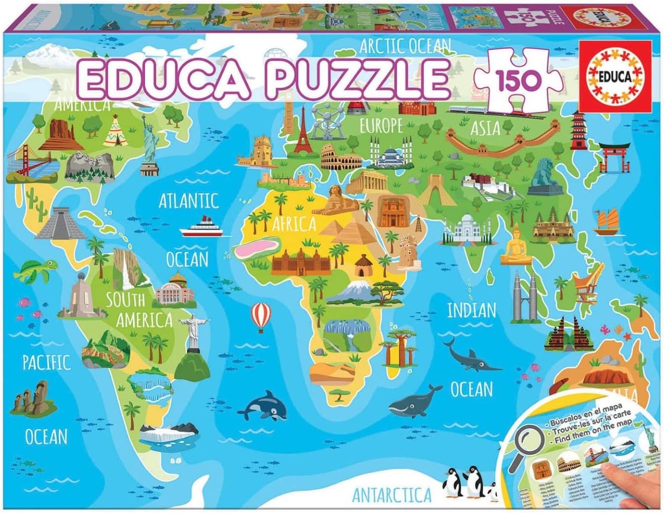 Thumbnail 2 de Educa Kinderpuzzle Weltkarte (18115) – Lernpuzzle mit 150 Teilen, ab 6 Jahren