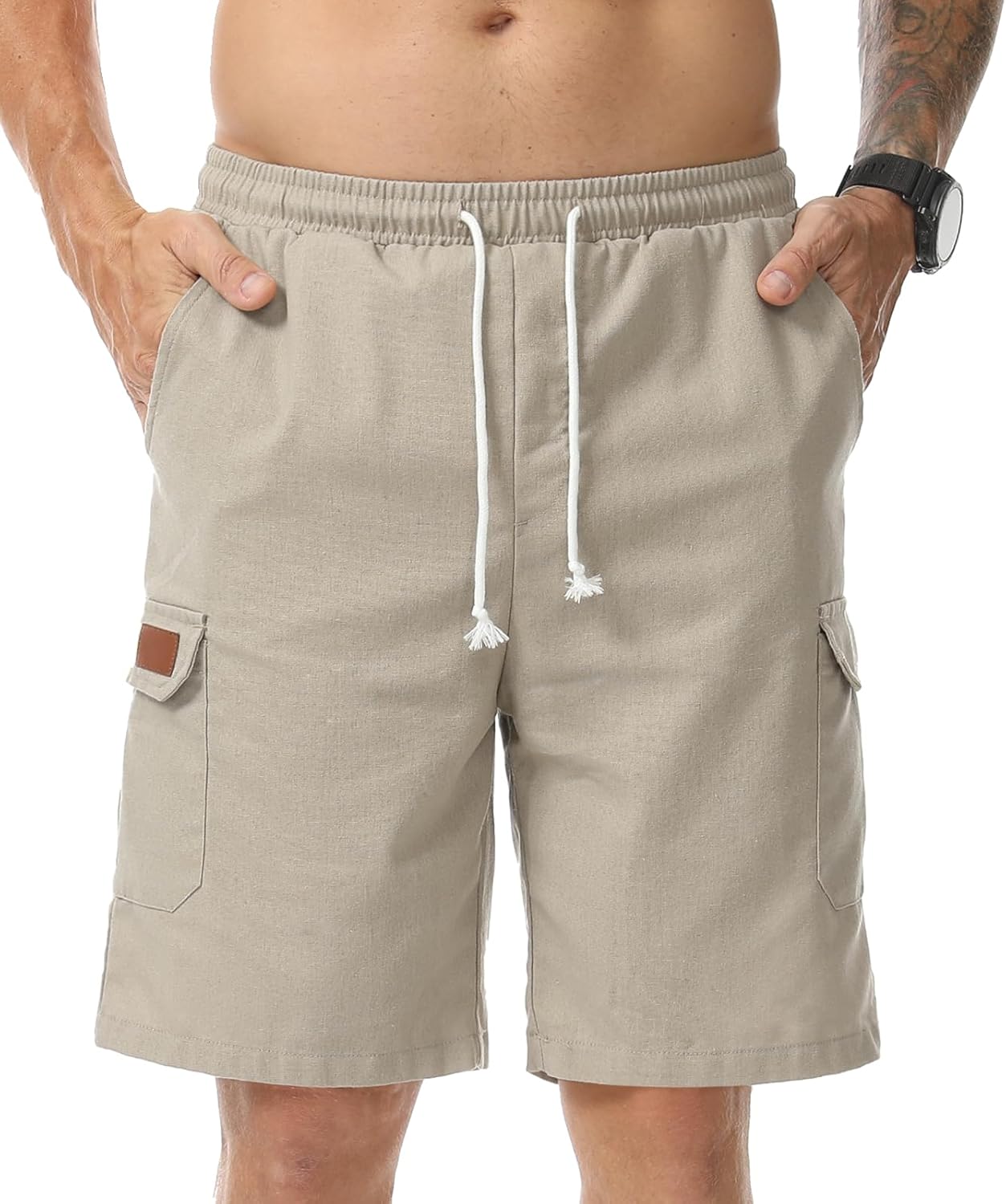 Thumbnail 1 de Zetieny Herren Leinen Shorts Casual Sommer – Atmungsaktiv, elastischer Bund & praktische Taschen