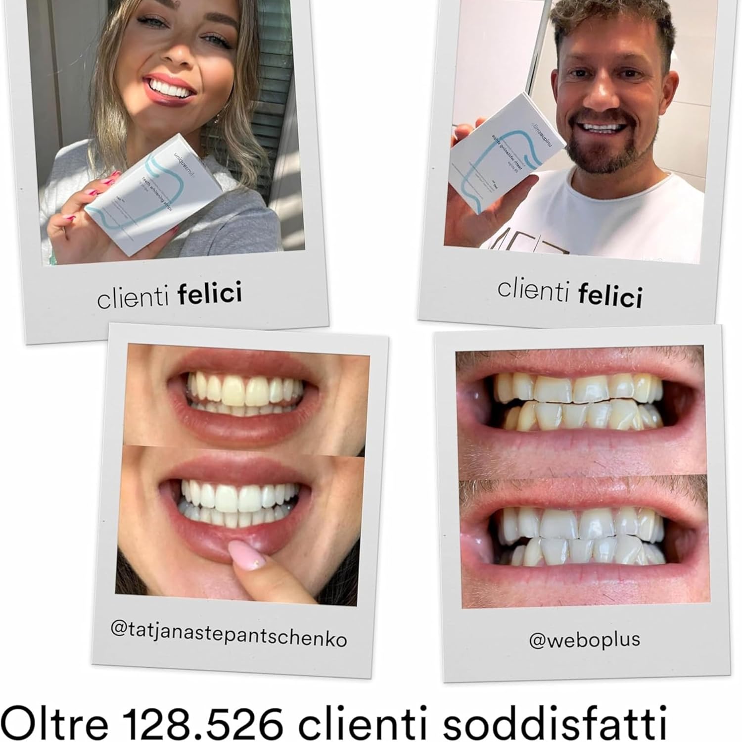 Detalle de Uniquesmile Strisce sbiancanti — sbiancamento denti senza perossido, 100 giorni di prova, set da 40 pezzi