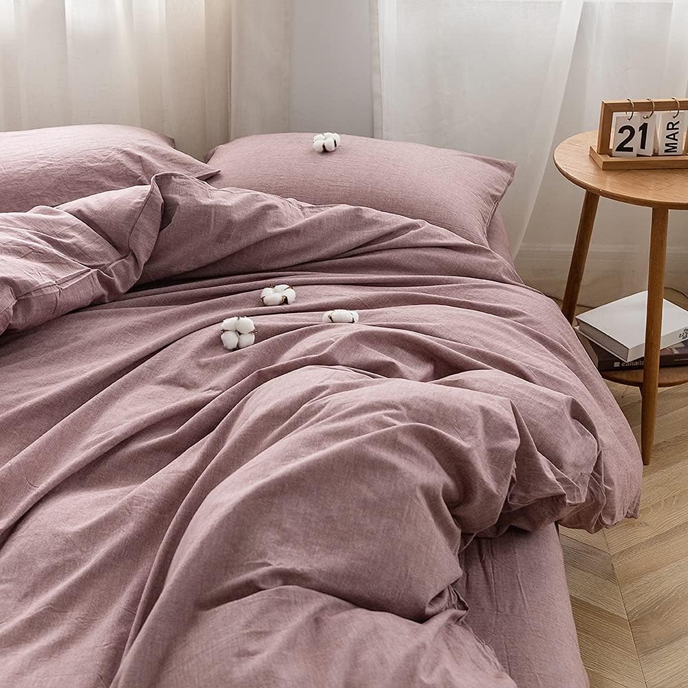 Thumbnail 1 de FACE TWO FACE SXM King Duvet Cover Set, 100% Washed Cotton, Purple Bean Paste