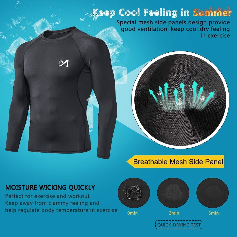 Detalle de MEETYOO Maglietta Compressione Uomo: comfort, movimento e assorbenza per sport e allenamento