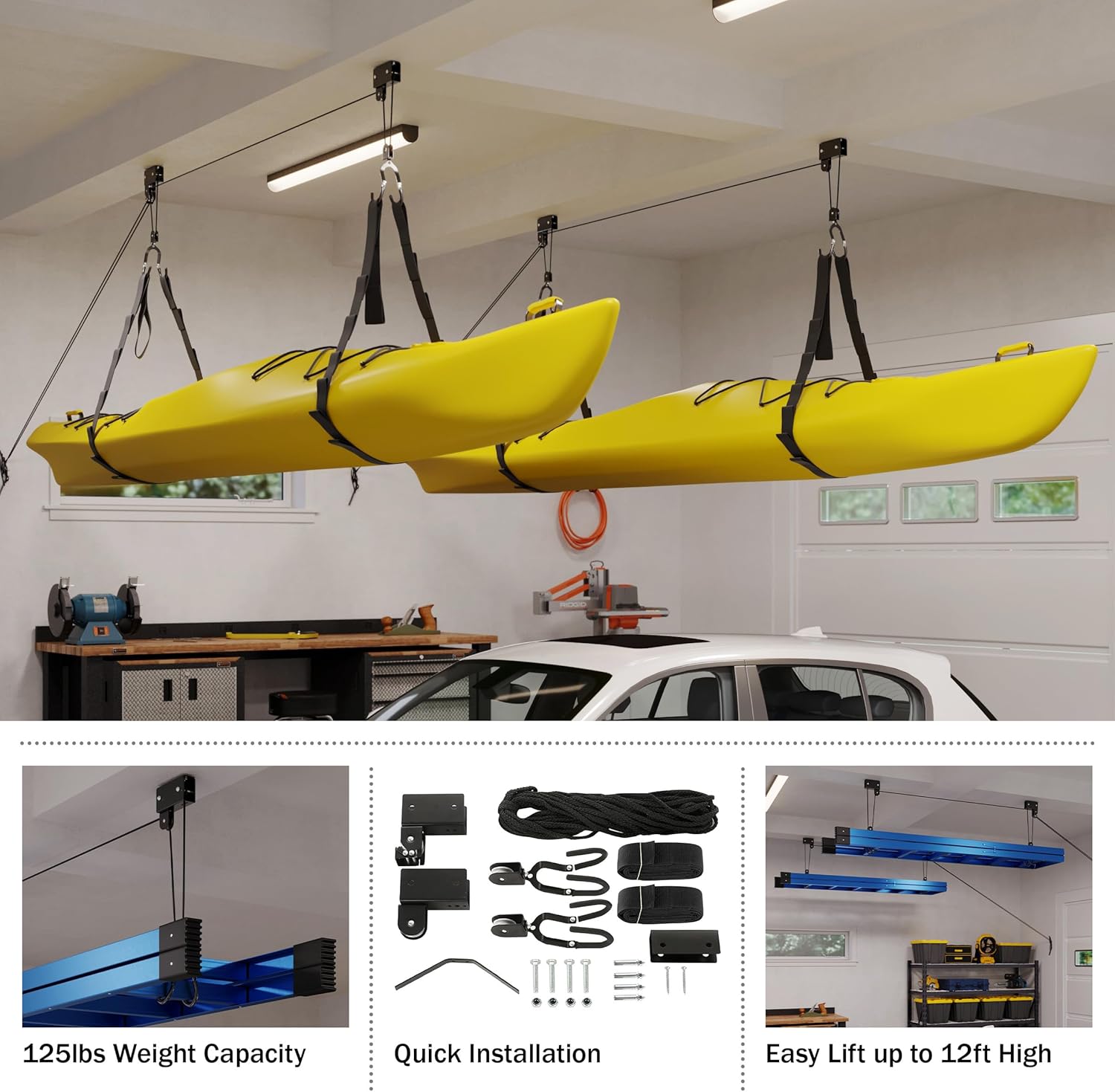 Thumbnail 3 de RAD Sportz Kayak Hoist 125 lb capacity garage lift 🛶