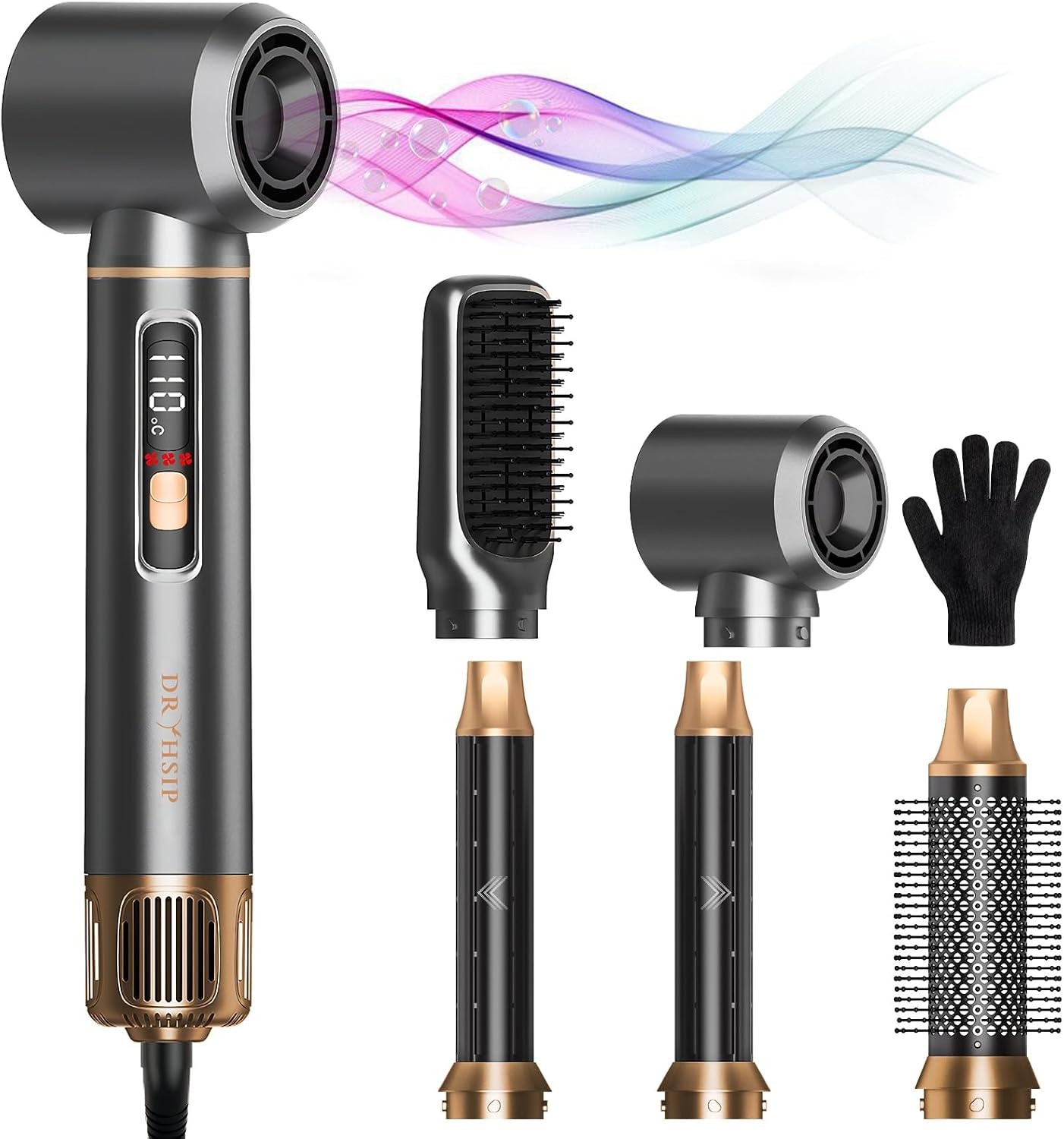 Detalle de AVENHO WT-665 5-in-1-föhnborstel met Auto-Wrap-krullers en lcd-display
