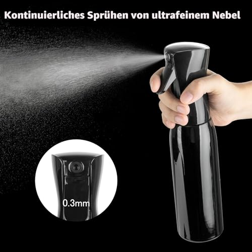 Detalle 2 de Uervoton Sprühflasche für Haare 300 ml – feiner Nebel, wiederbefüllbar, schwarz