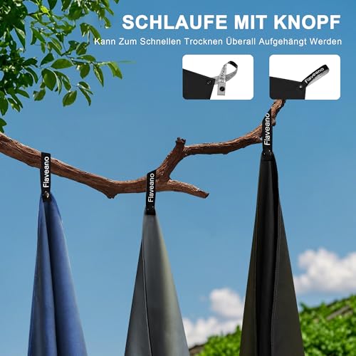 Detalle de Flaveano Mikrofaser Handtuch Schnelltrocknend – Reisehandtuch 3er Set