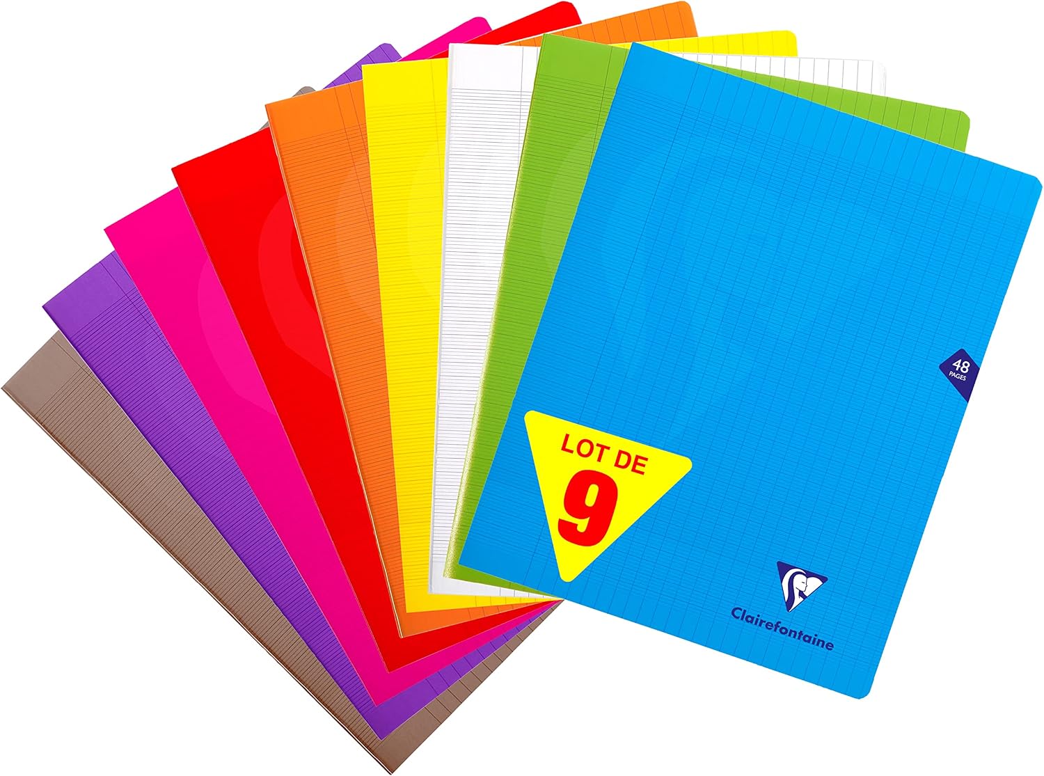 Detalle de Clairefontaine Lot de 9 Cahiers Agrafés Mimesys 24x32 cm – Couvertures Polypro assorties