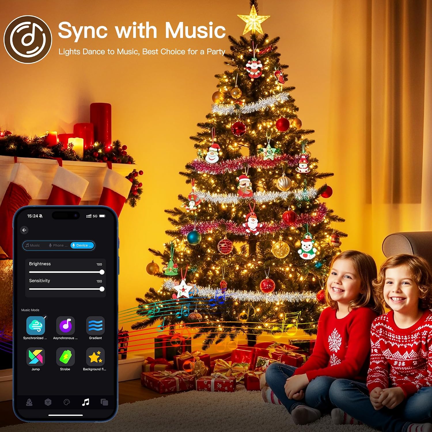 Thumbnail 4 de Ollny Smart RGB+W 20m 200 LED Fairy String Light – Outdoor/Indoor, App & Music Sync