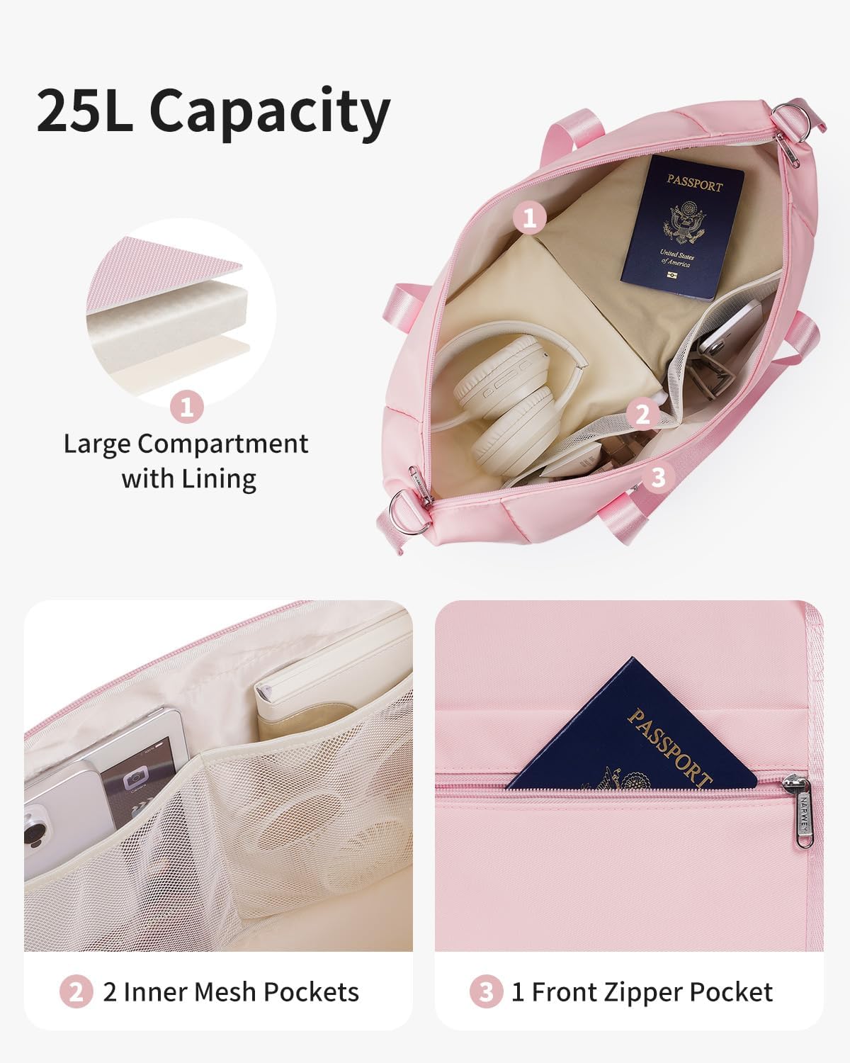 Detalle de Narwey Cabin Bag 45x36x20 25L pink