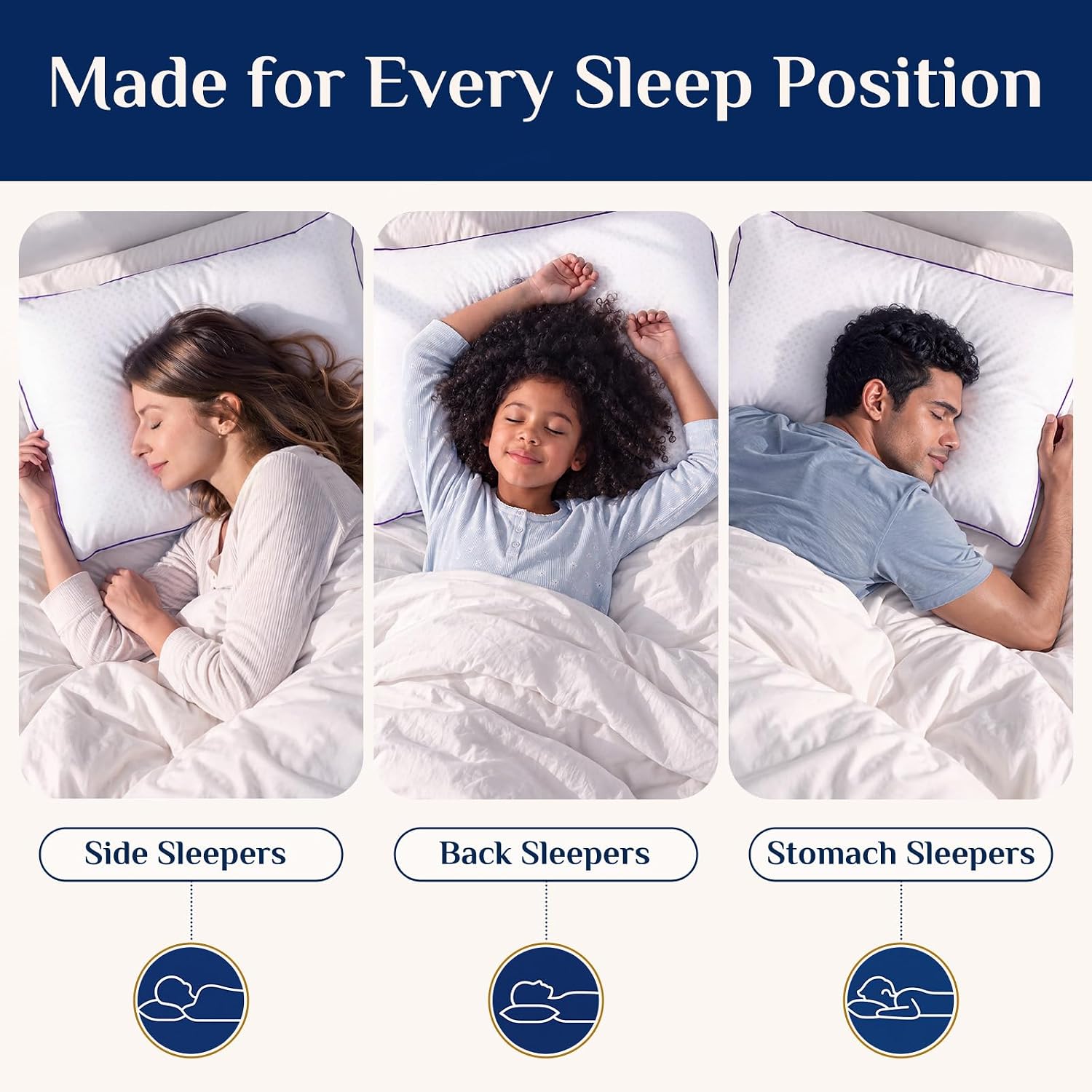 Thumbnail 6 de JOLLYVOGUE Pillows Standard Size Set of 4 (Washable Down Alternative) — Soft yet Supportive for Side, Back, and Stomach Sleepers