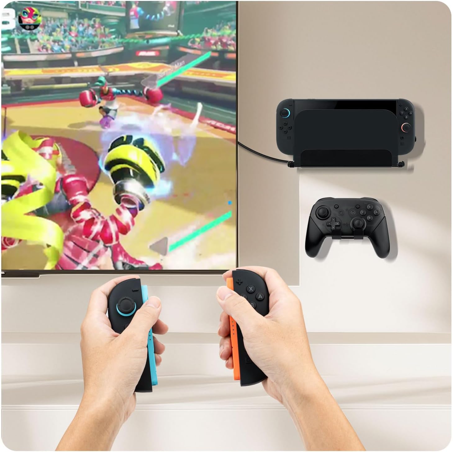 Thumbnail 6 de Tolesum supporto da parete per Switch 2 (compatibile con Dock JoyCon e Switch Pro Controller), in metallo nero