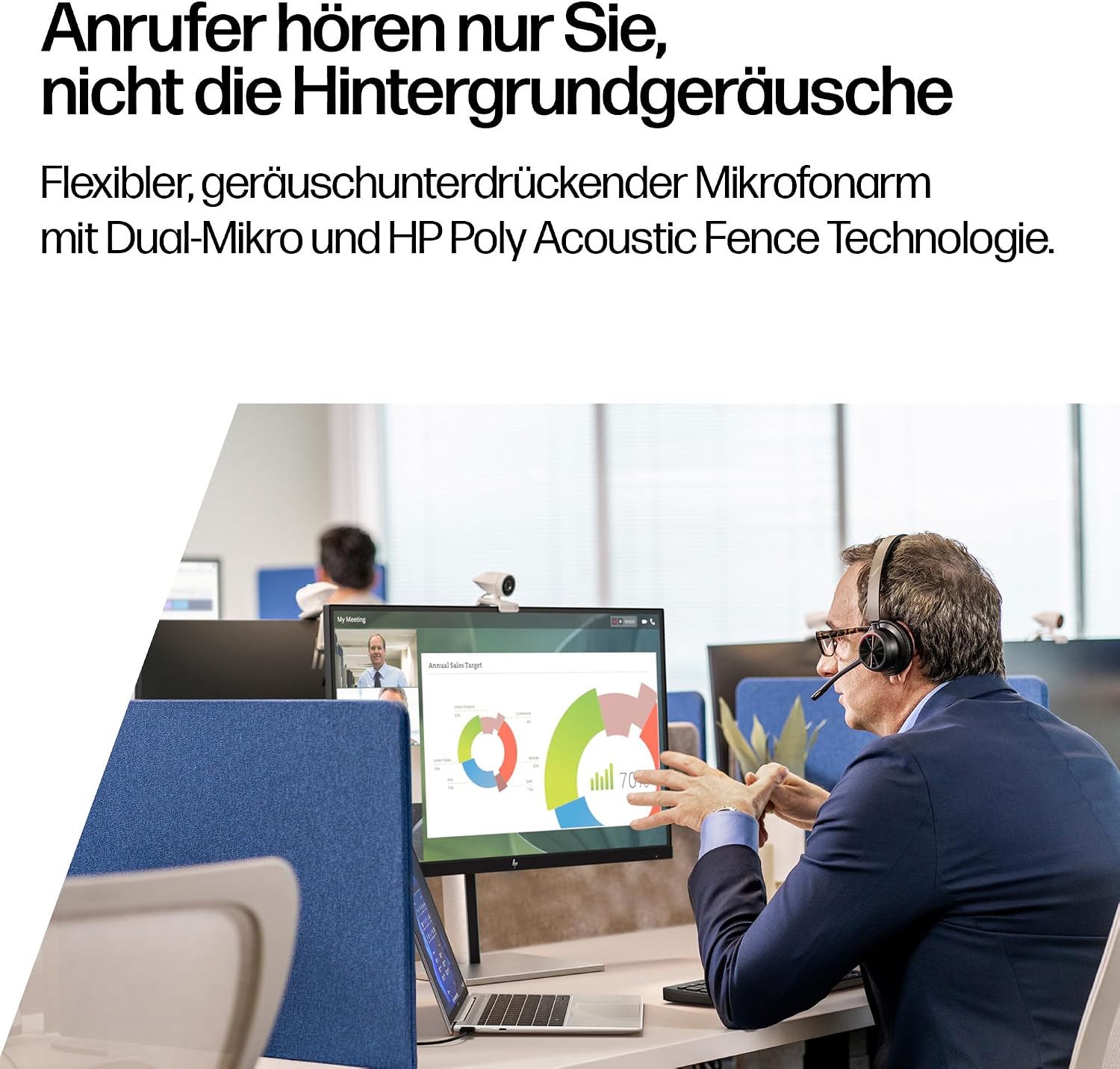 Thumbnail 4 de Schnurloses Poly Voyager 4320 UC-Headset mit Ladestation – Stereo, Noise Cancelling Mikrofonarm, Bluetooth-Verbindung zu PC/Mac/Smartphone