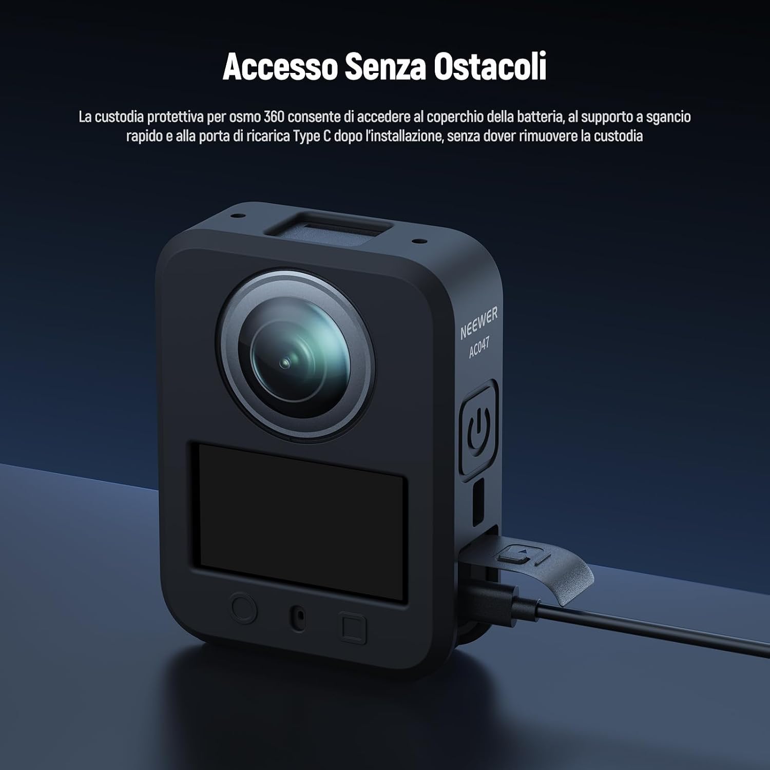 Detalle de NEEWER Silicone Case per DJI Osmo 360 Action Cam AC047: custodia morbida antiscivolo e antigraffio