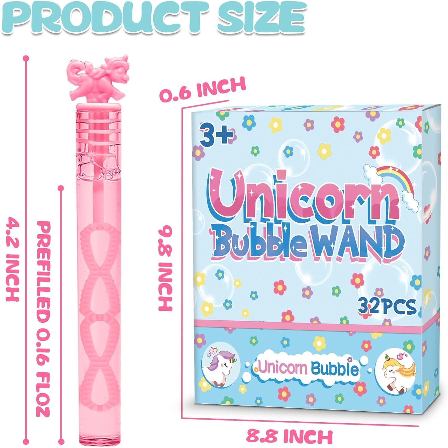 Detalle 2 de Cawiew Pastel Unicorn Mini Bubble Wands, 32-Piece Party Favor Set