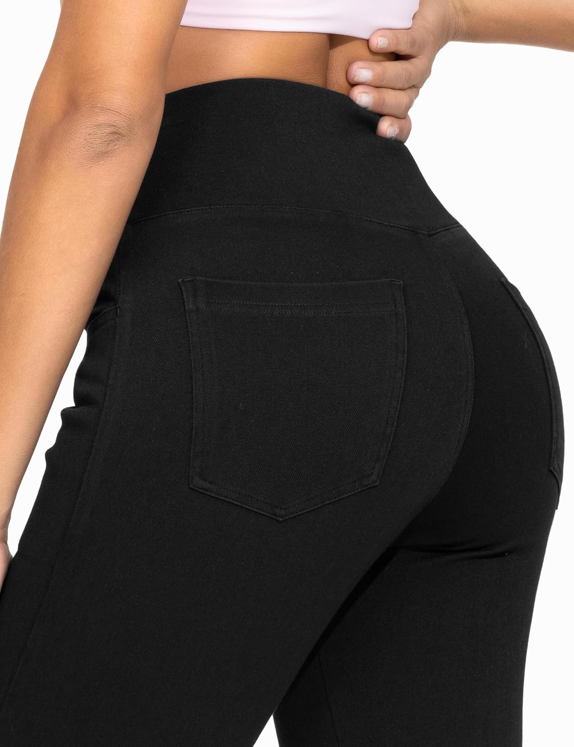 Thumbnail 4 de THE GYM PEOPLE Women's V Cross High Waist Jeggings, Skinny Fit, Four Pockets