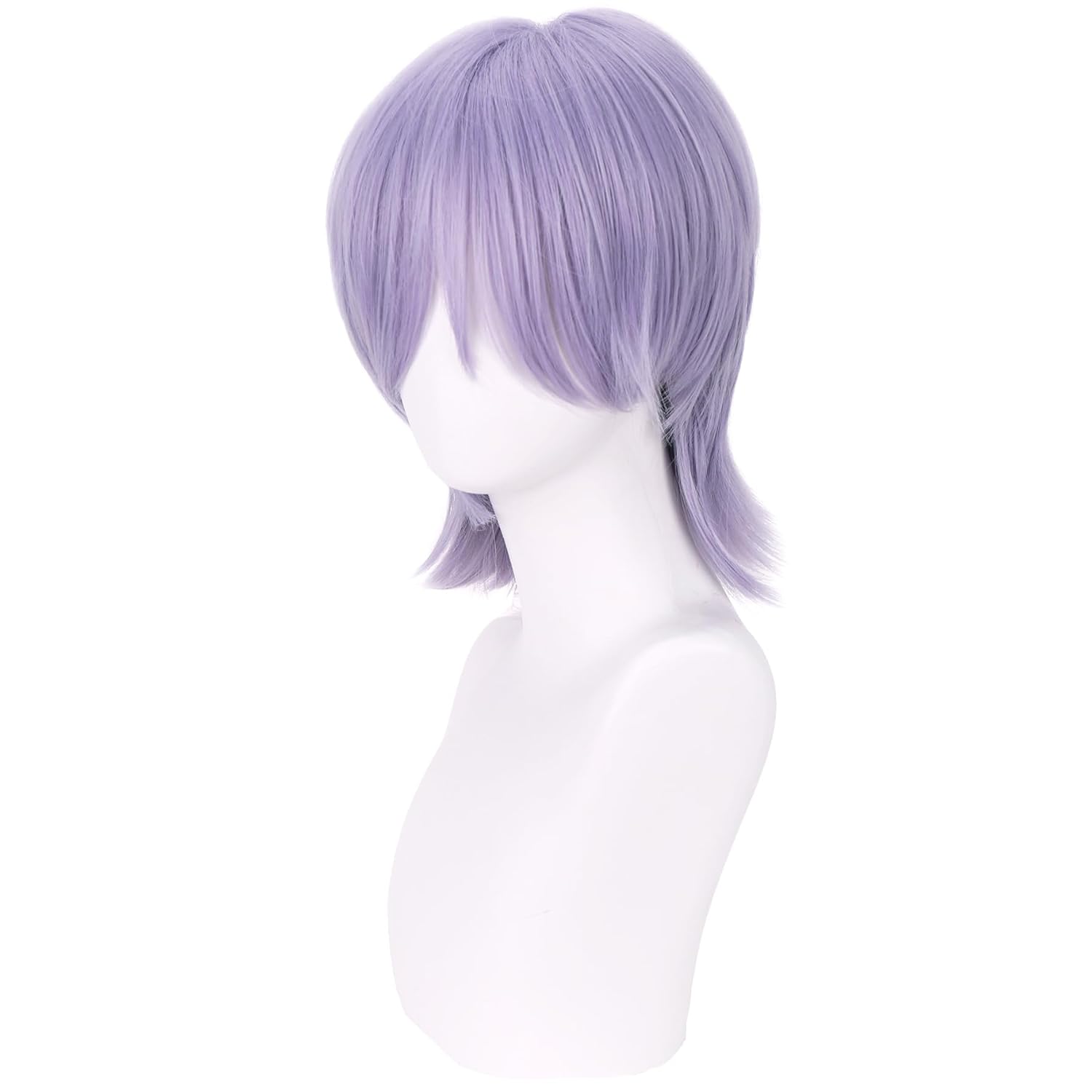 Detalle de WTHCOS Short Purple and Gray Wig, Heat-Resistant Synthetic Fiber