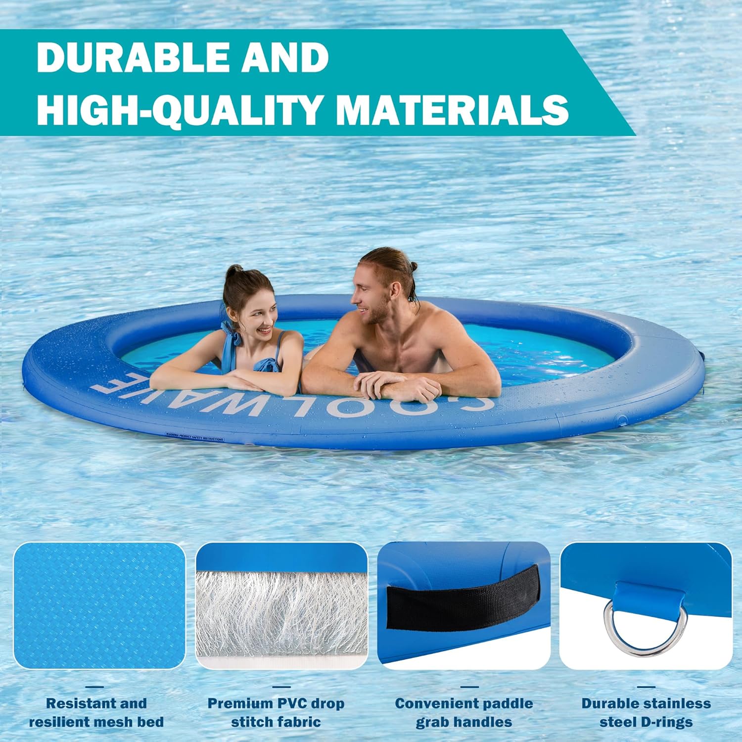 Thumbnail 3 de COOLWAVE Inflatable Water Hammock Floating Dock: A Big, Fun Ring for Lakes and Pools